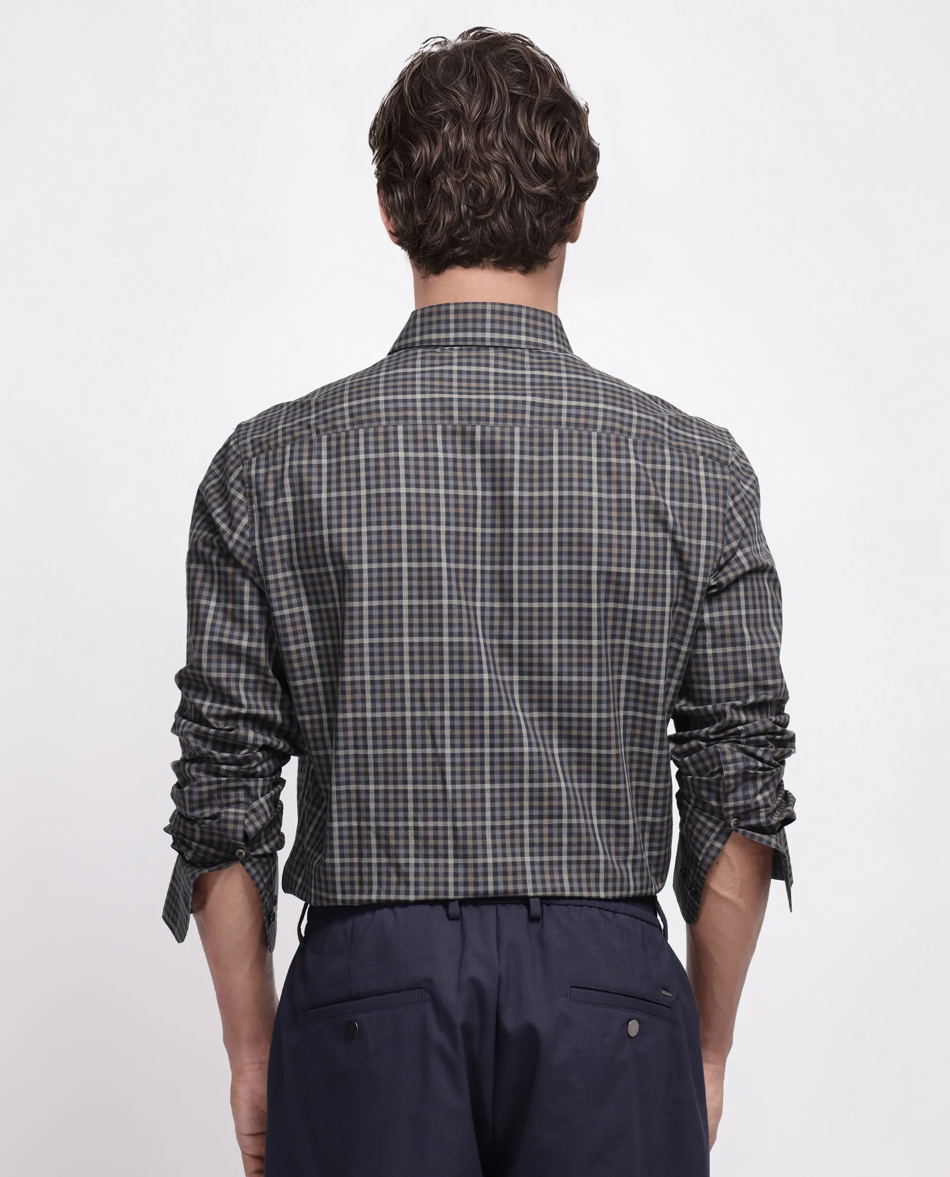 Rare Rabbit Men's Mito-1 Black Cotton Checked Print Regular Fit Full Sleeve Collared Shirt - Image 8