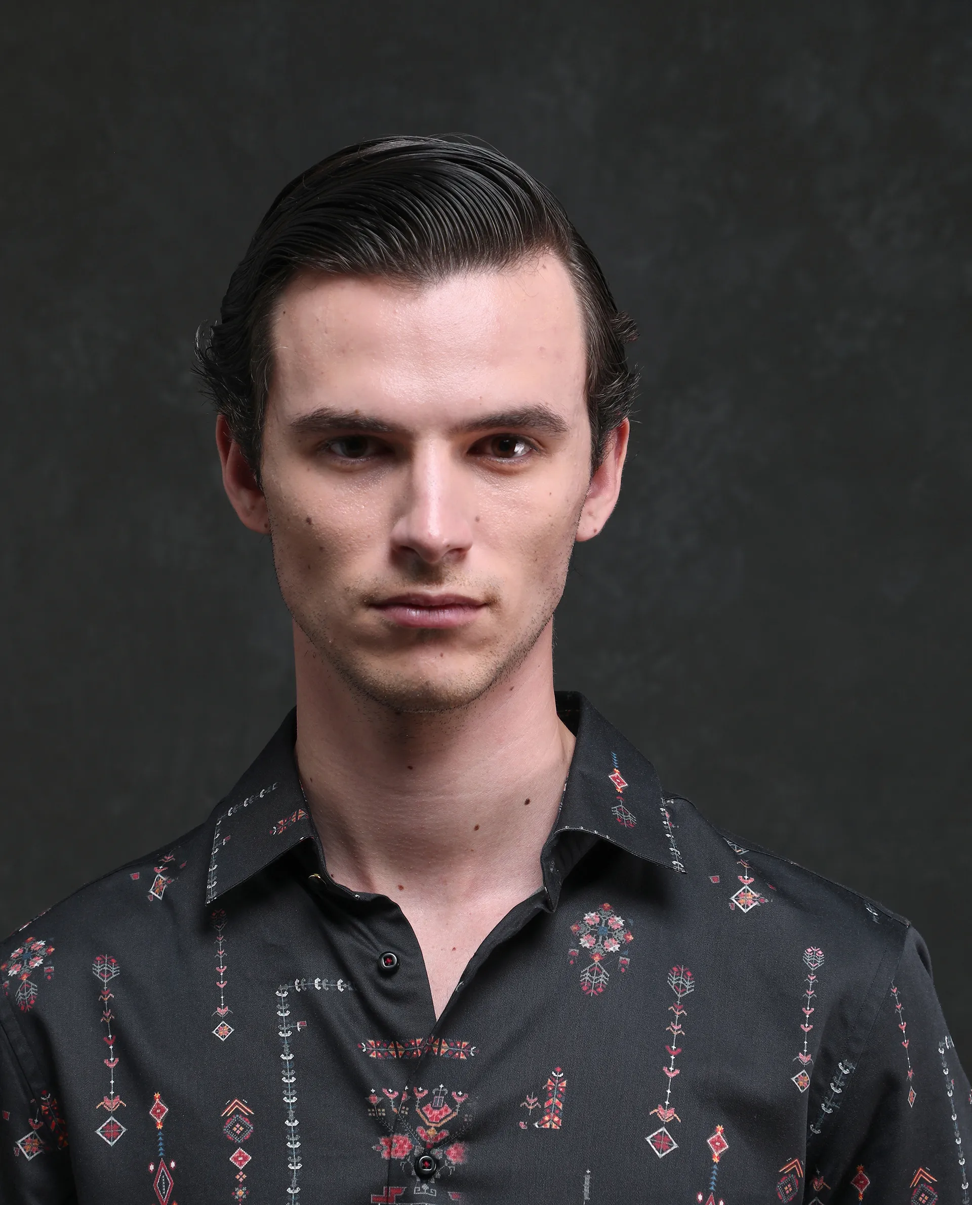 Rare Rabbit Men's Mivor Black Cotton Blend Fabric Full Sleeves Collared Neck Button Closure Art Decor Print Shirt - Image 4