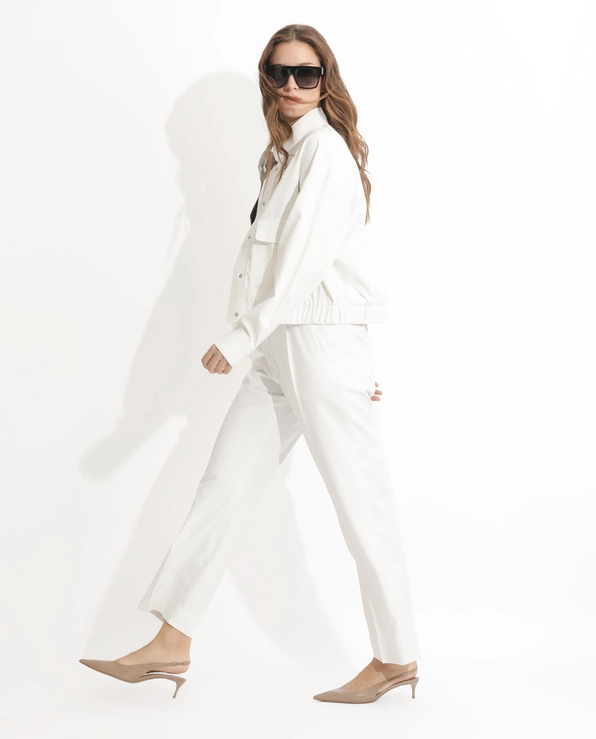 Rareism Women's Miza Off White Cotton Plain Ankle Length Straight Fit Trouser - Image 4