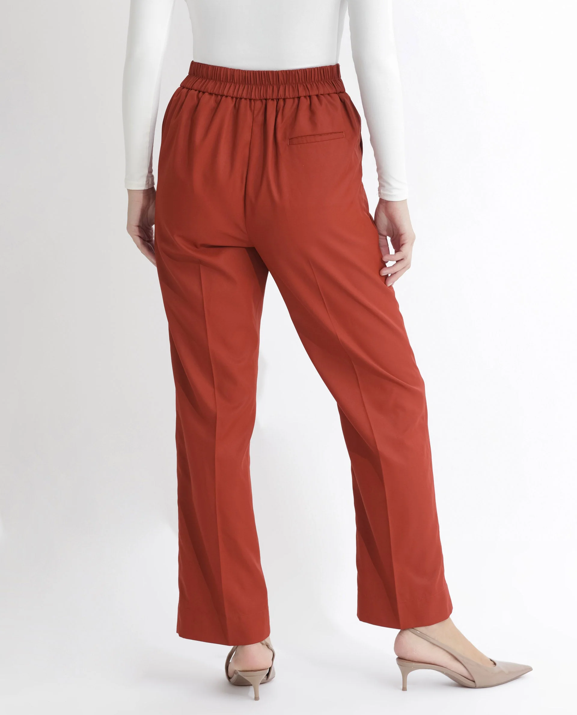 Rareism Women's Miza Orange Cotton Plain Ankle Length Straight Fit Trouser - Image 12