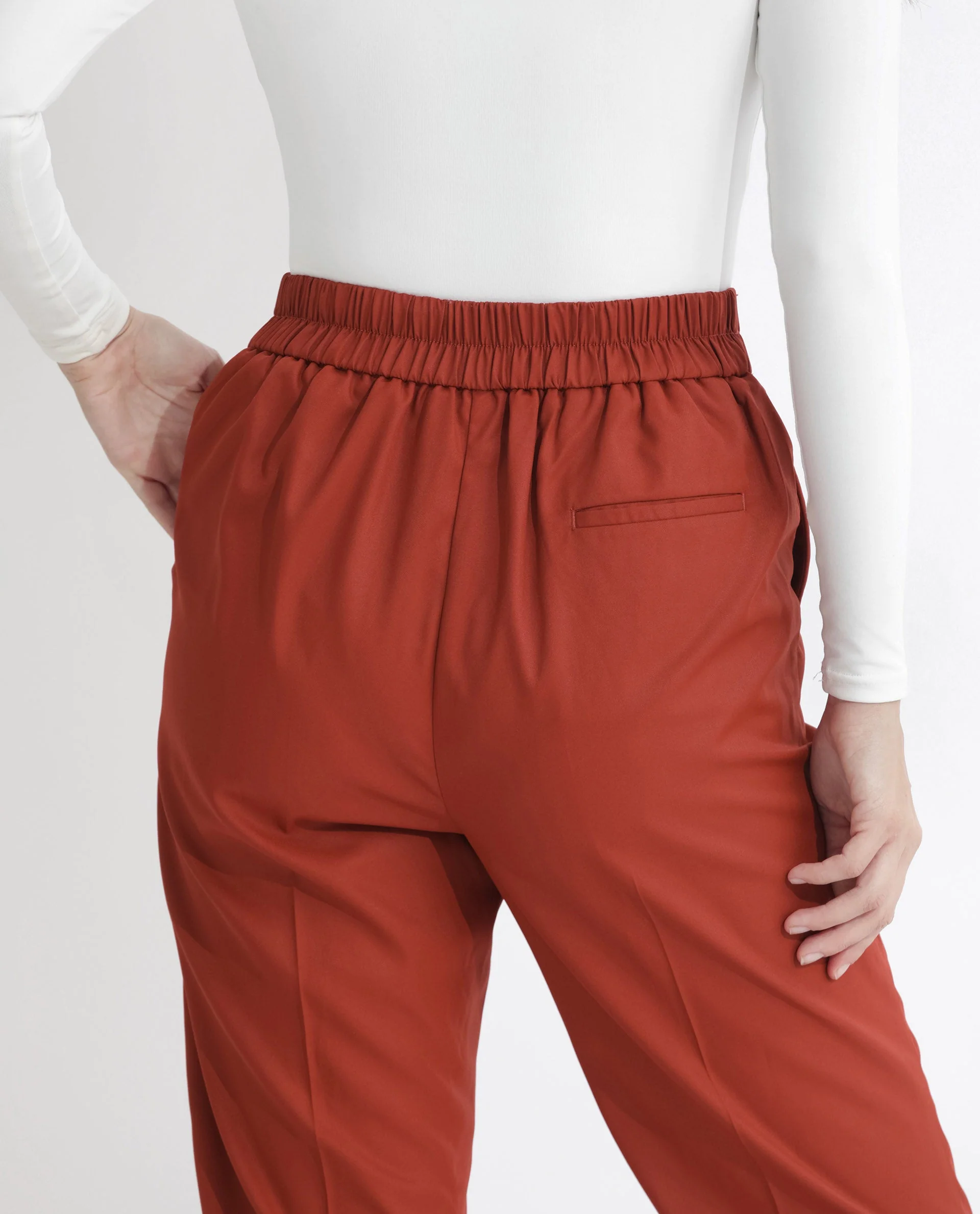 Rareism Women's Miza Orange Cotton Plain Ankle Length Straight Fit Trouser - Image 13
