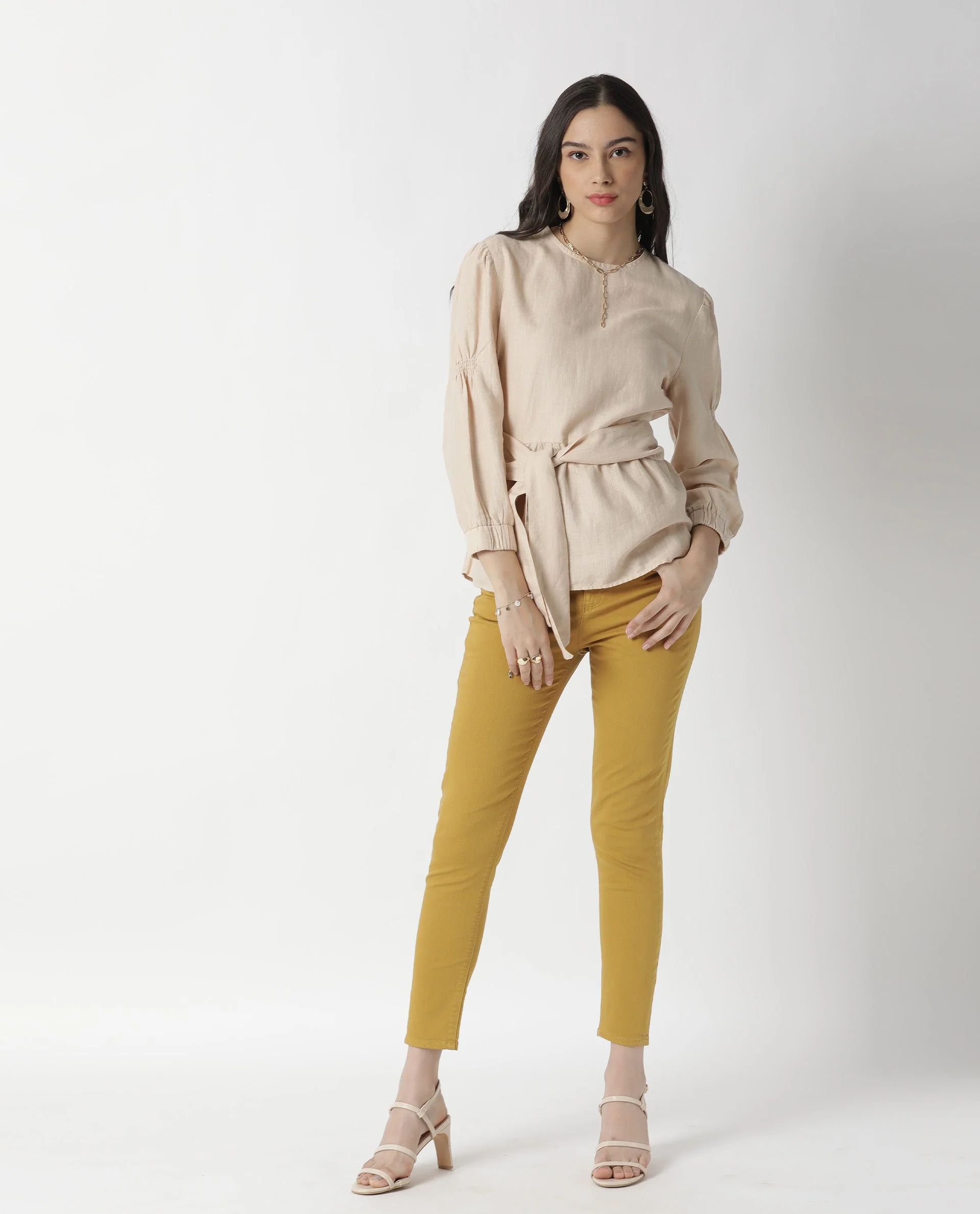 Rareism Women's Mocky Beige Linen Top - Image 3