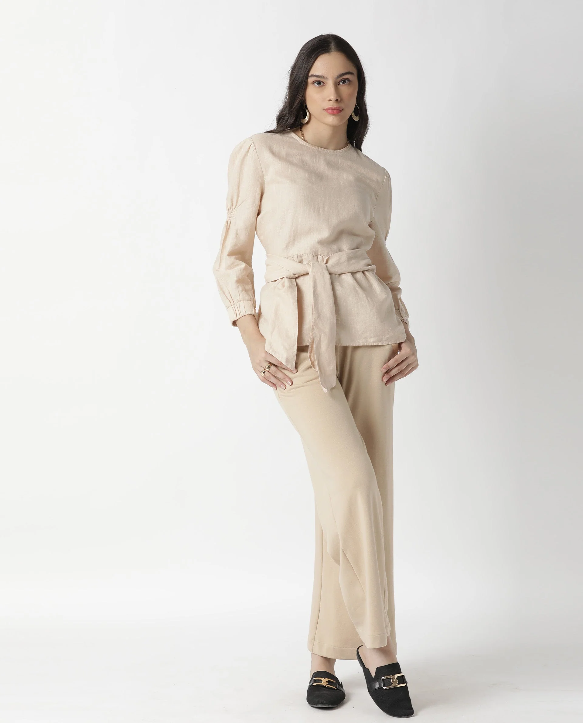 Rareism Women's Mocky Beige Linen Top - Image 6