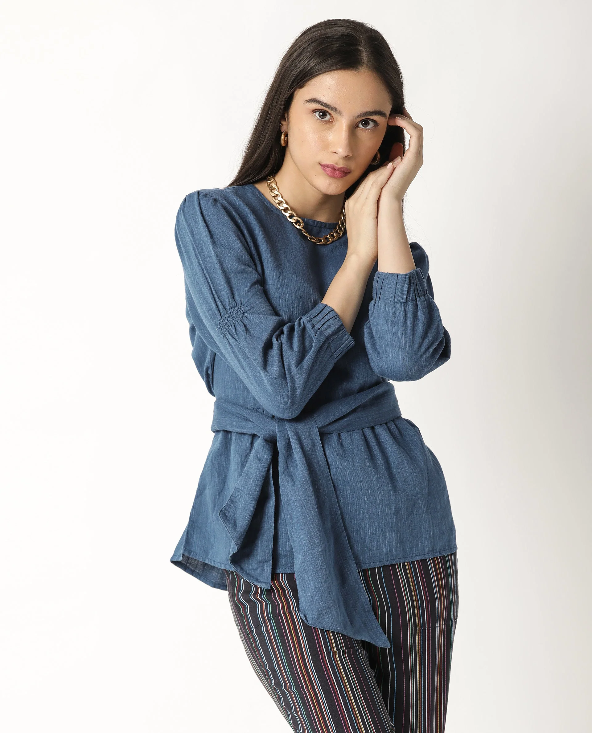 Rareism Women's Mocky Petrol Linen Top - Image 11