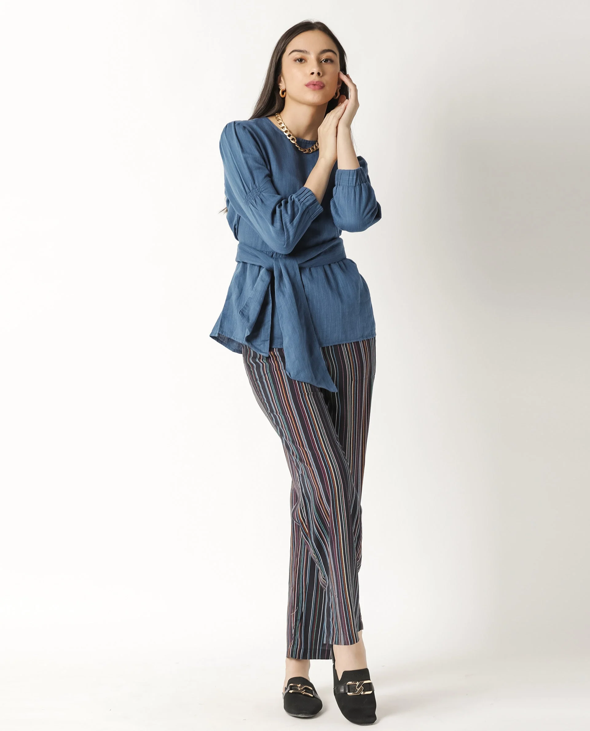 Rareism Women's Mocky Petrol Linen Top - Image 12