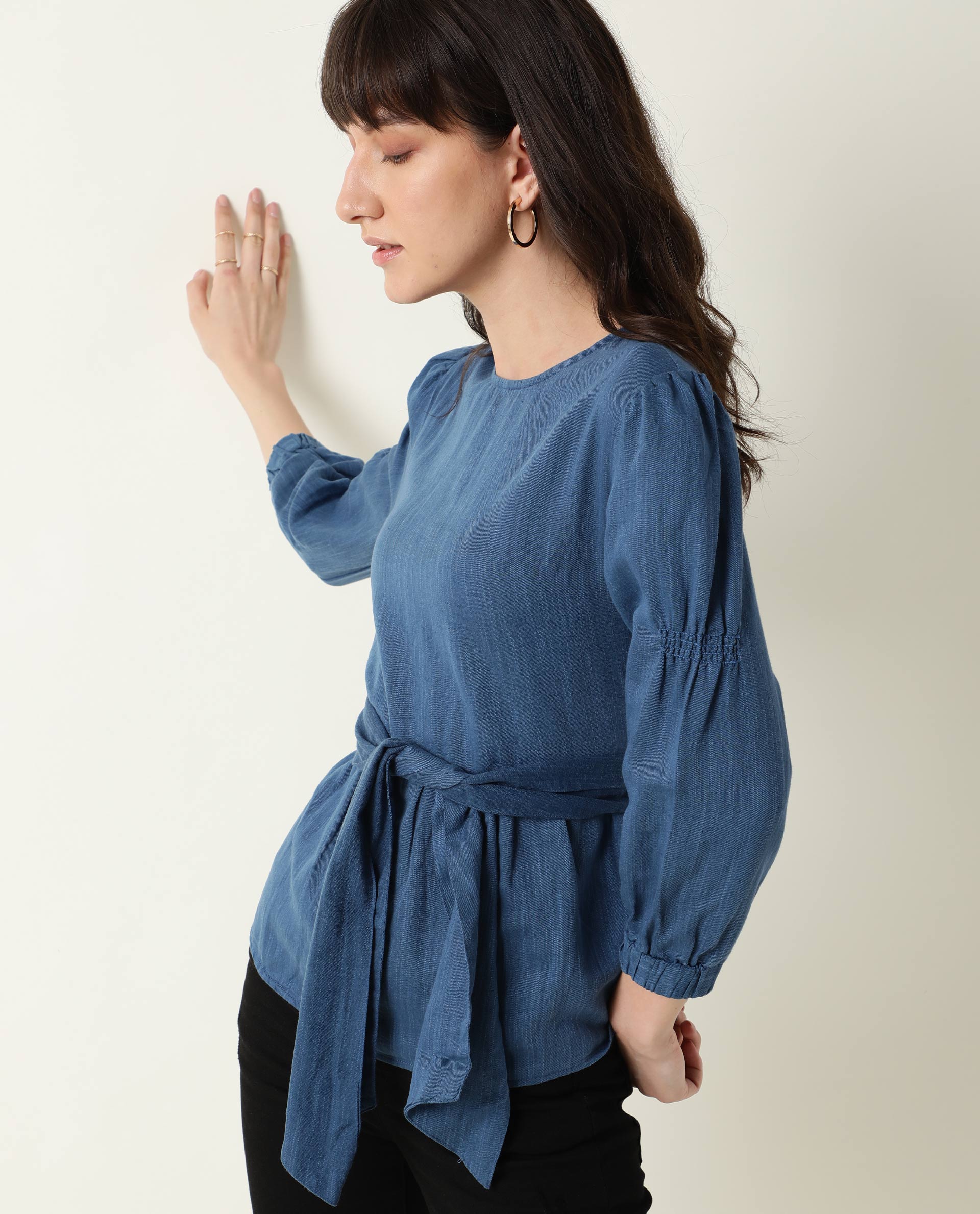 Rareism Women's Mocky Petrol Linen Top - Image 14