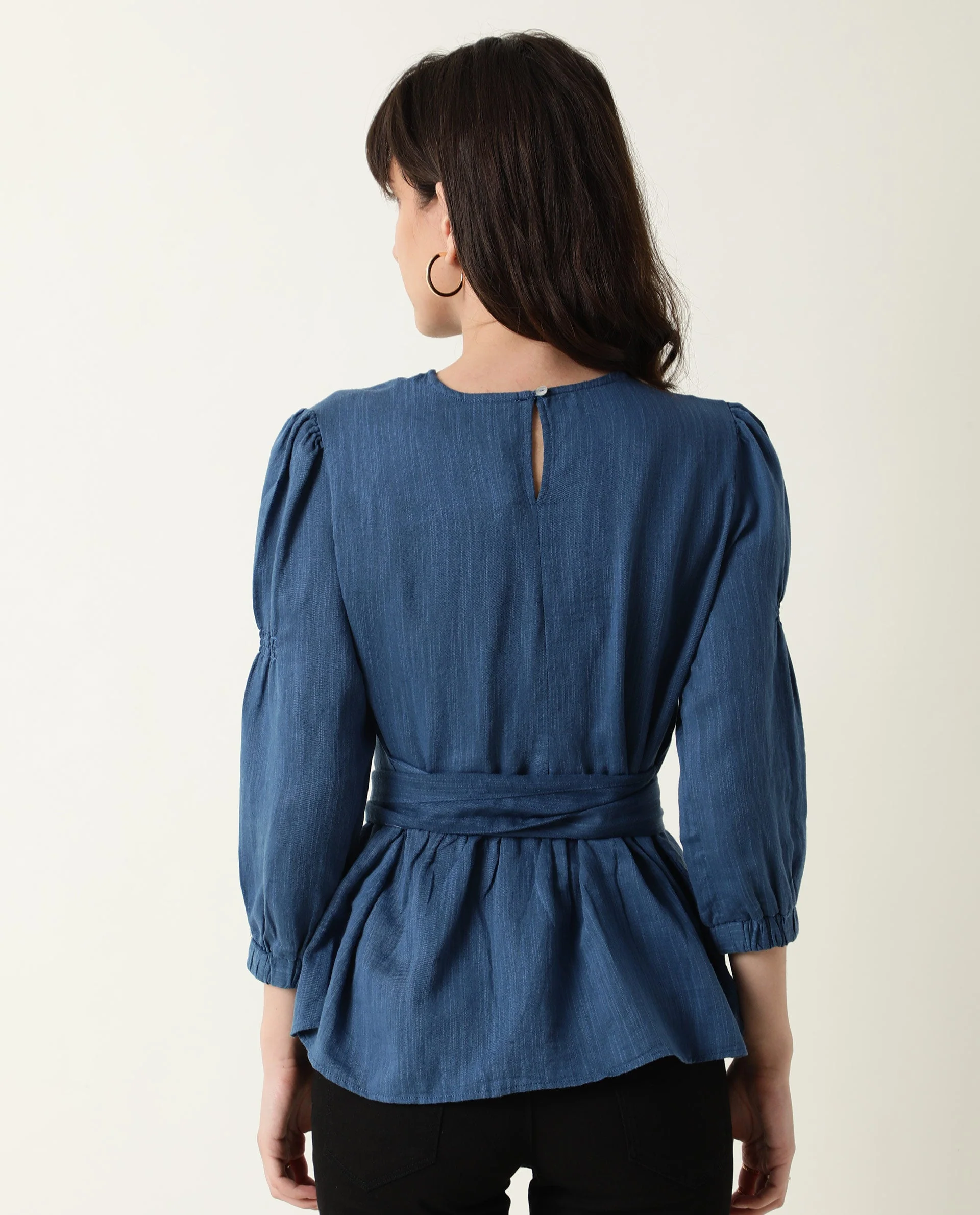 Rareism Women's Mocky Petrol Linen Top - Image 15