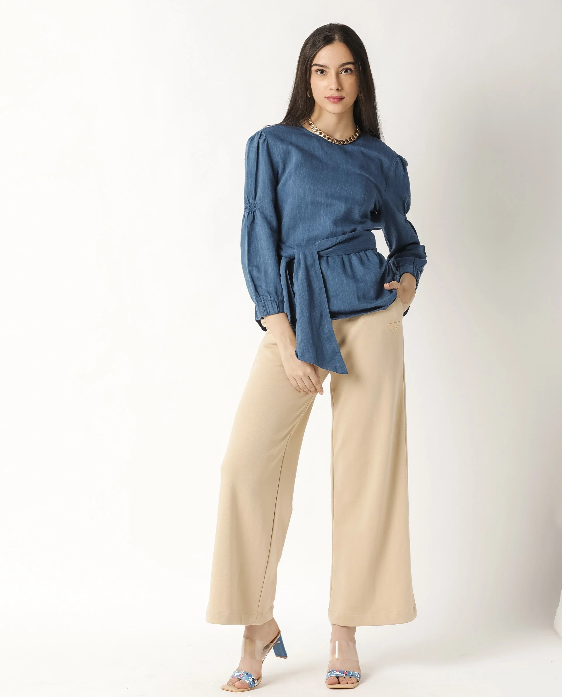 Rareism Women's Mocky Petrol Linen Top - Image 2
