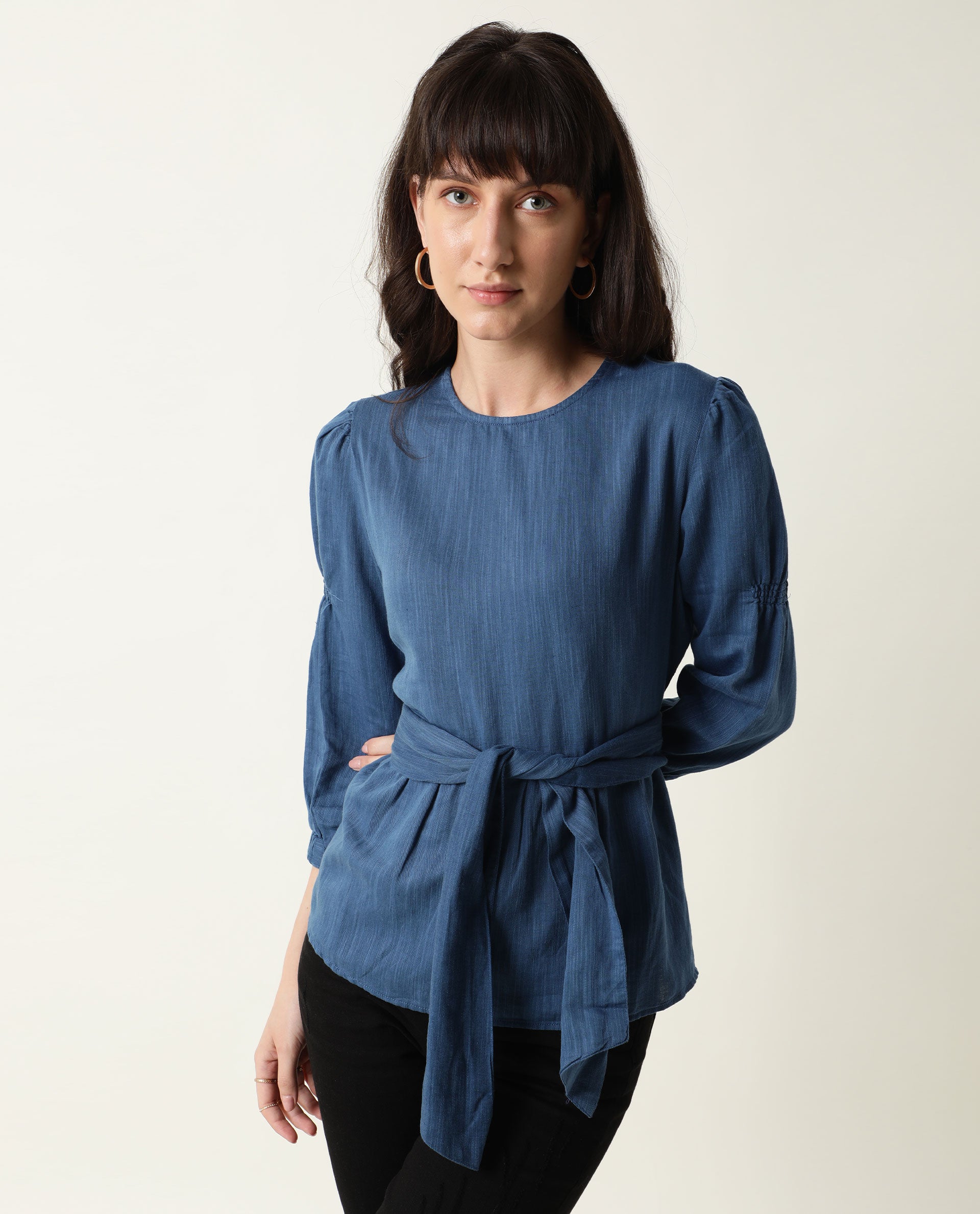 Rareism Women's Mocky Petrol Linen Top - Image 3