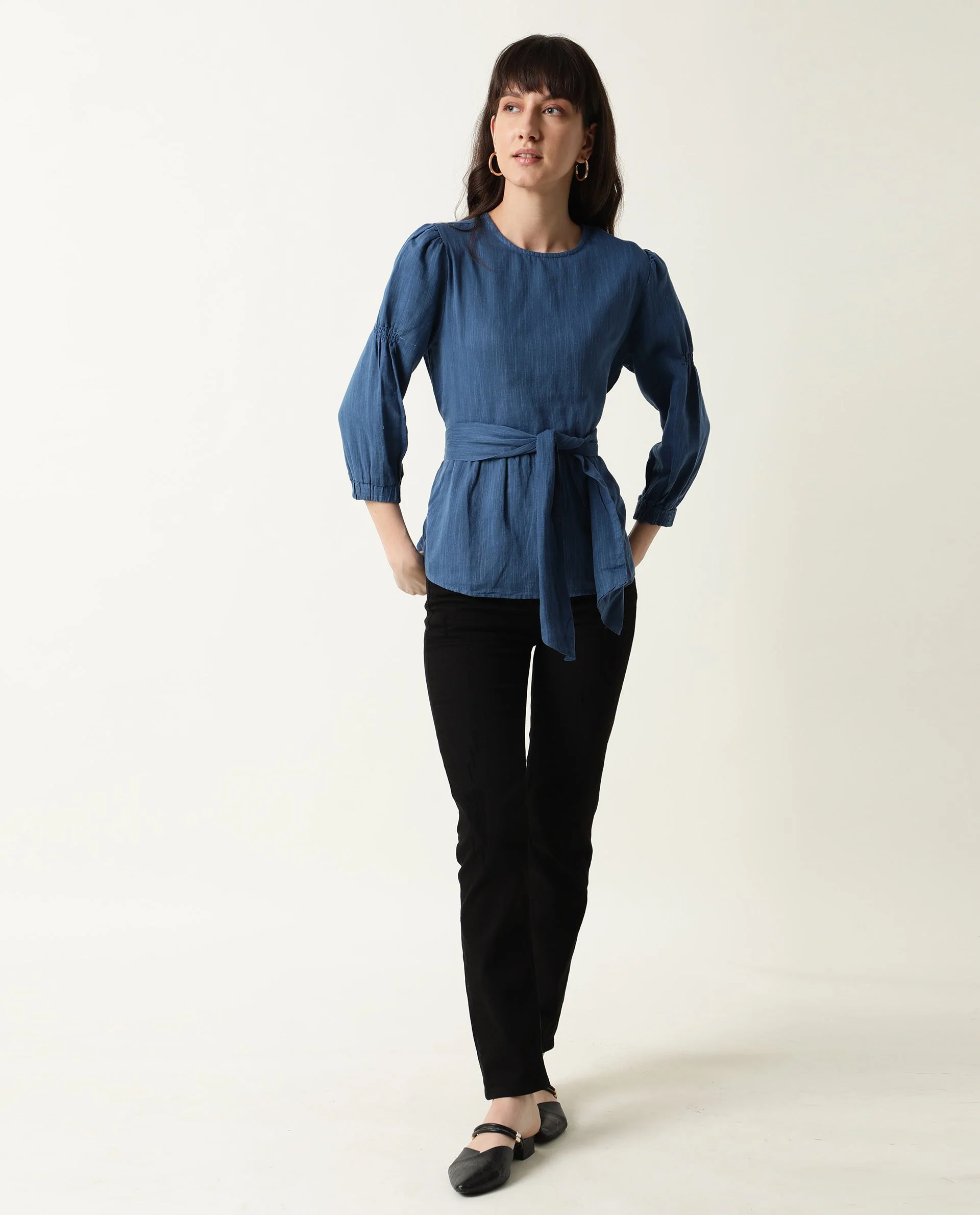 Rareism Women's Mocky Petrol Linen Top - Image 6