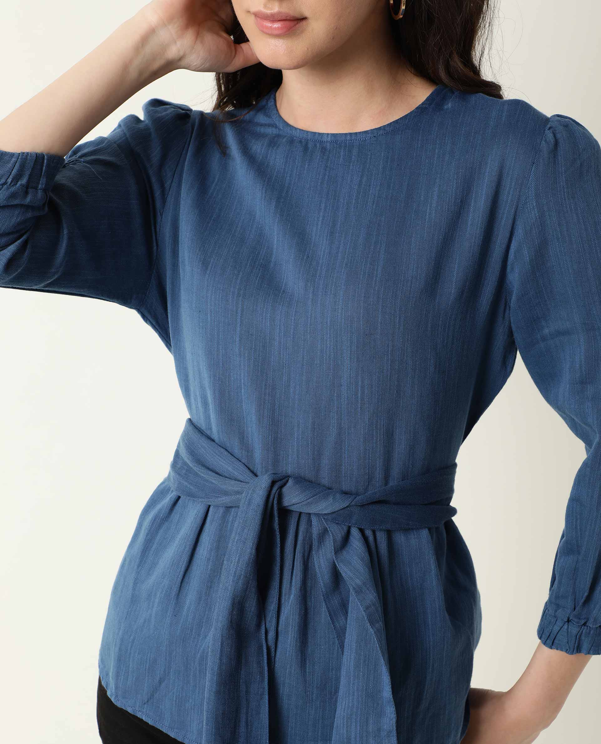 Rareism Women's Mocky Petrol Linen Top - Image 9