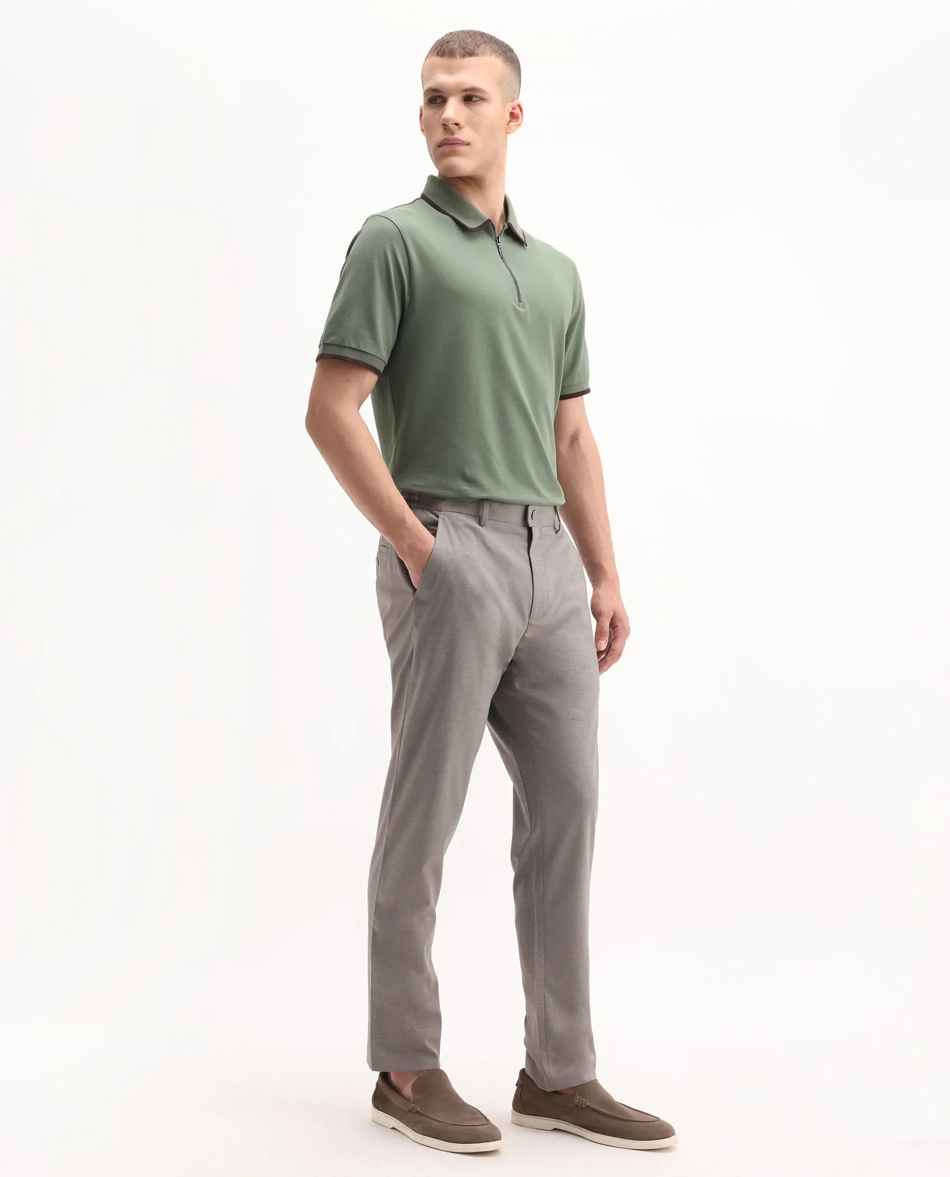 Rare Rabbit Men's Mocron Grey Polyester Checked Print Regular Fit Trouser - Image 5