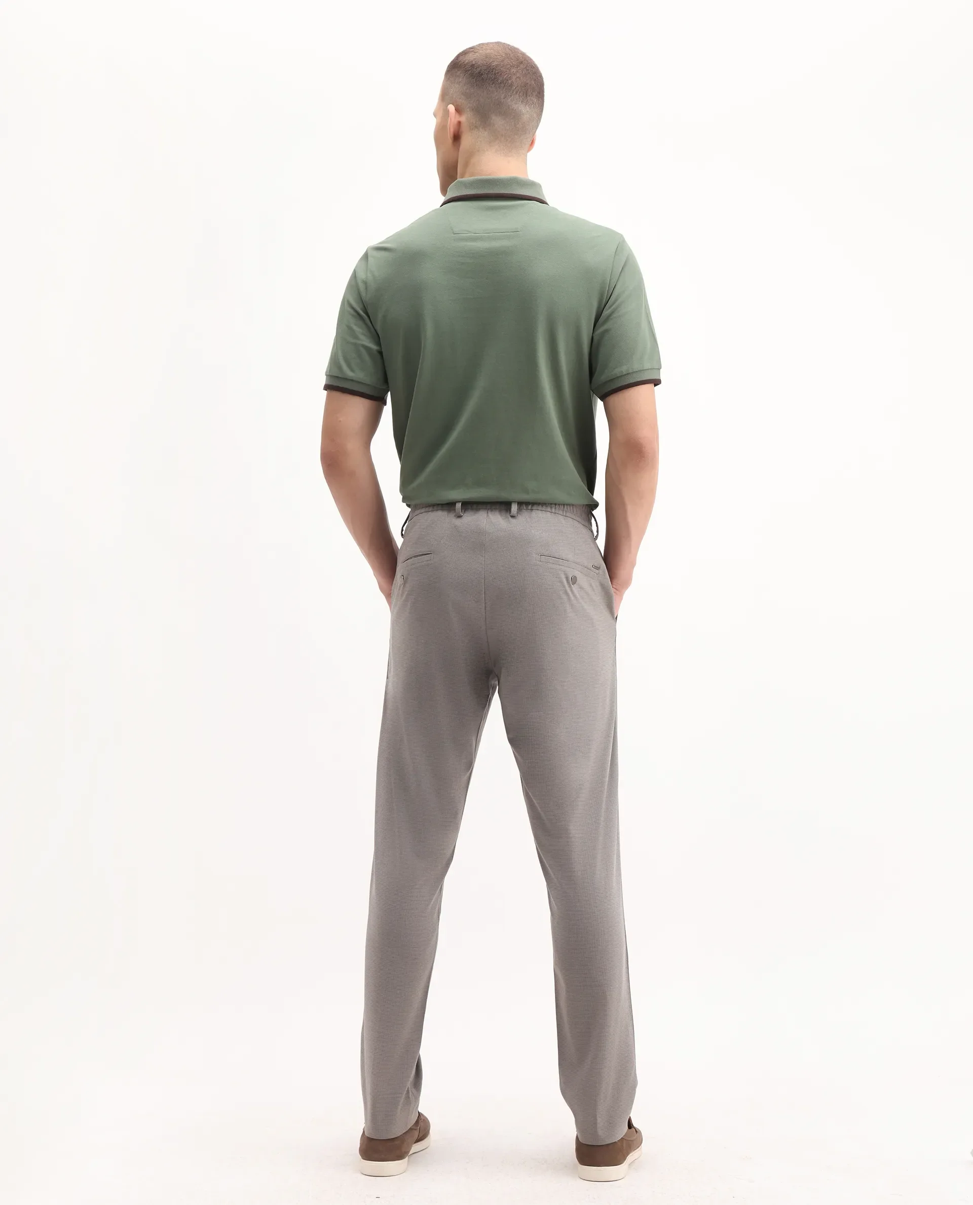 Rare Rabbit Men's Mocron Grey Polyester Checked Print Regular Fit Trouser - Image 7