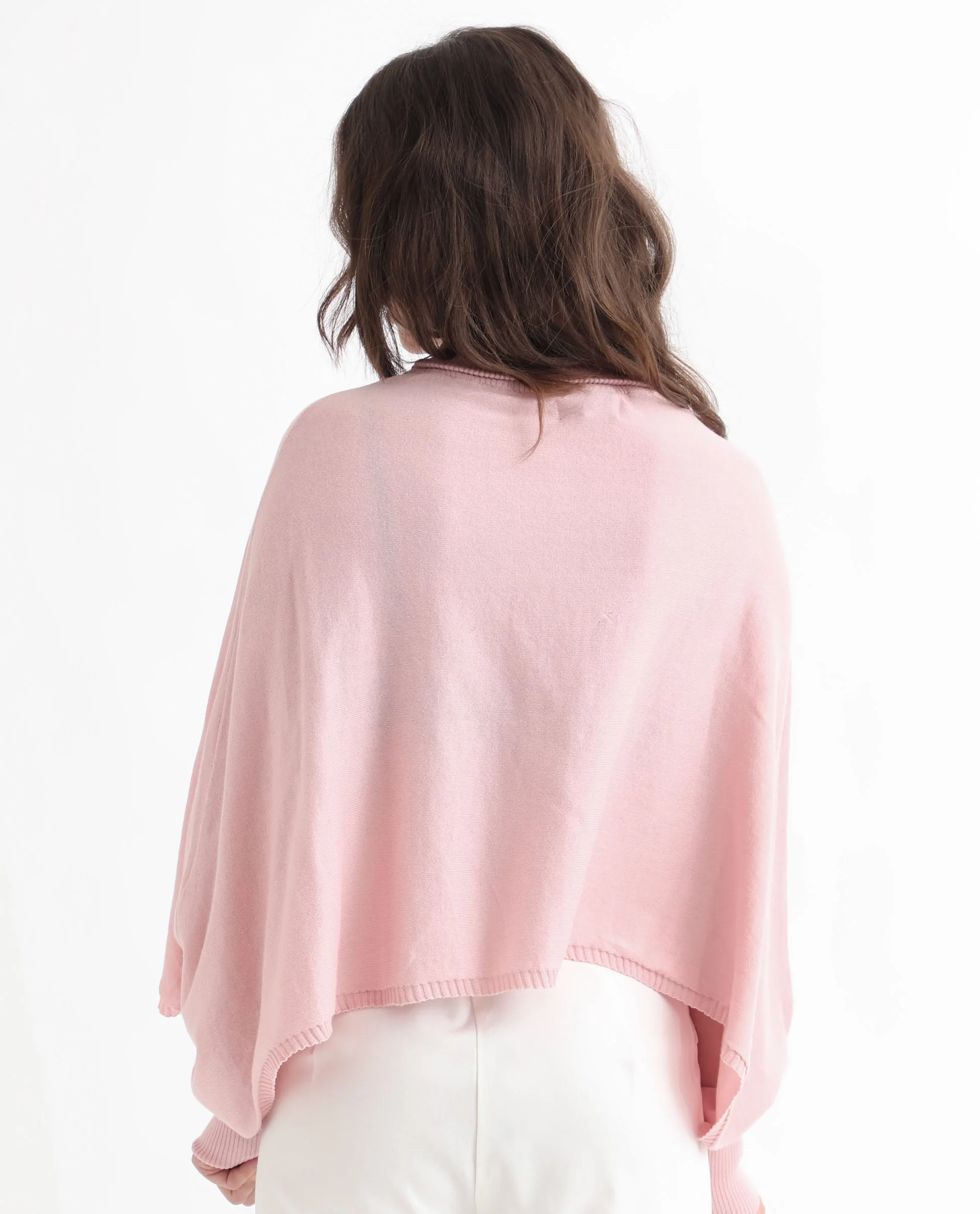 Rareism Women's Modem Pink Cotton High Neck Plain Volume Sleeve Relaxed Fit Sweater - Image 9