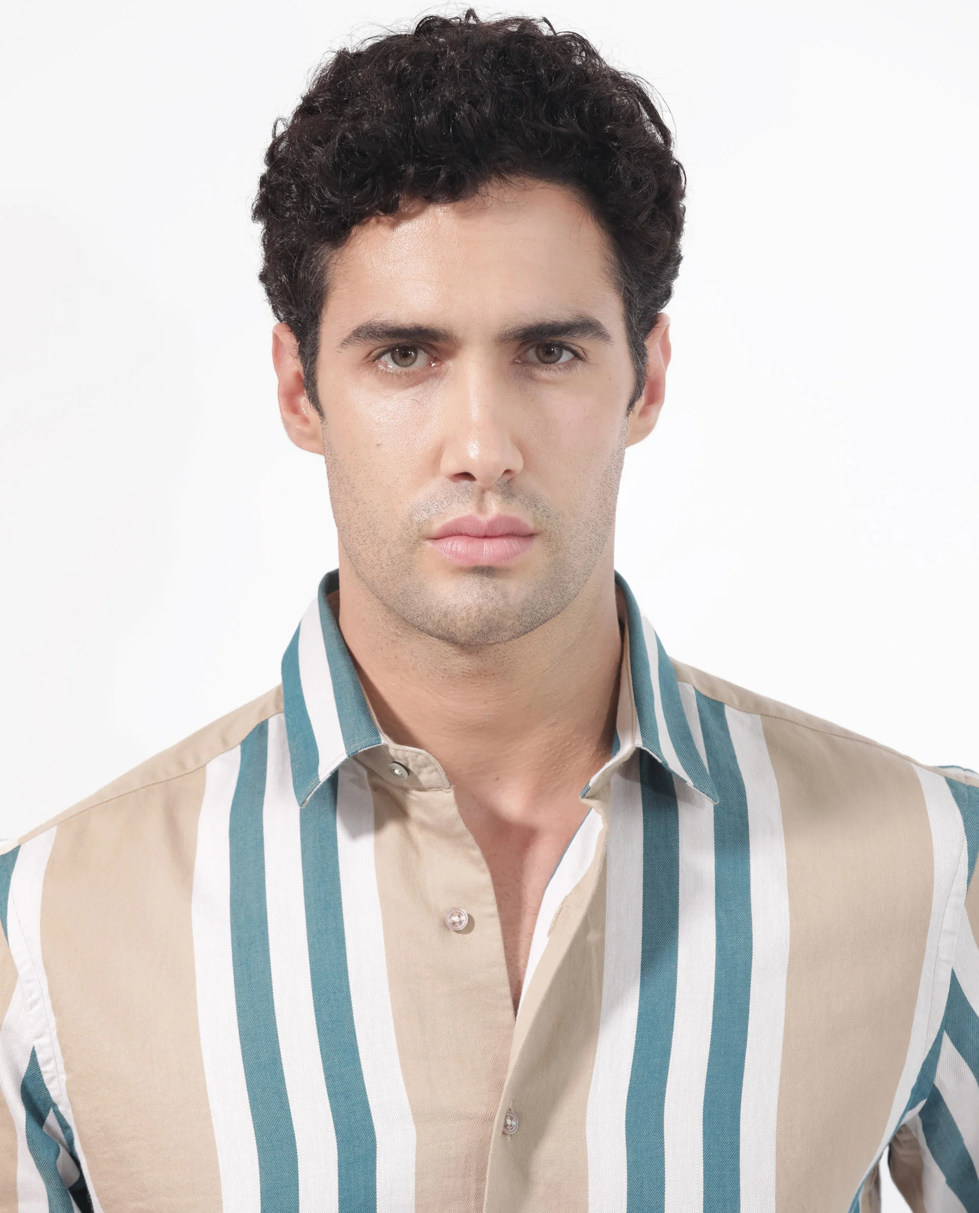 Rare Rabbit Men's Modena Light Brown Cotton Striped Print Regular Fit Full Sleeve Collared Shirt - Image 7
