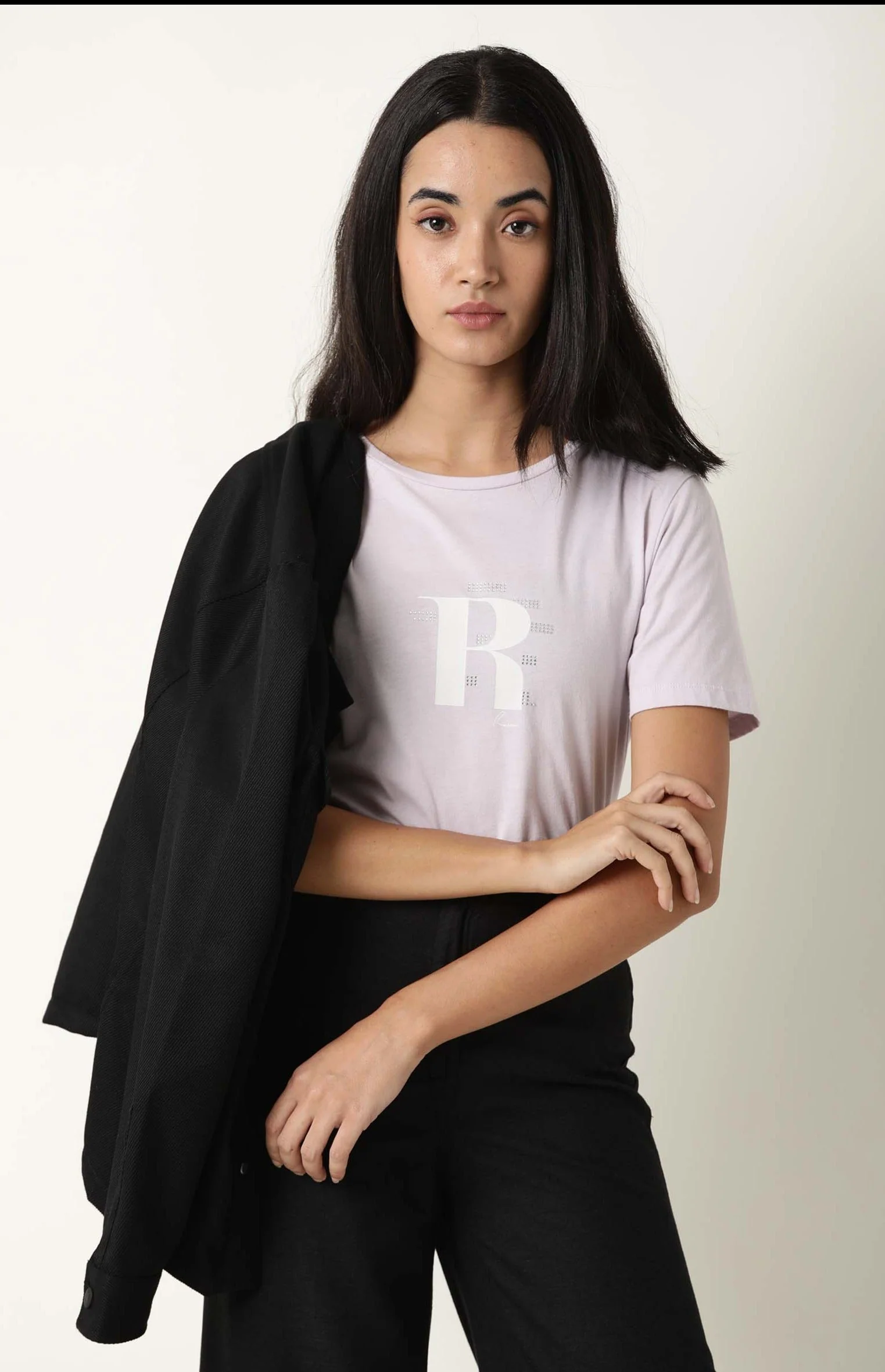 Rareism Women's Moes Purple Cotton Crew Neck Graphic Print Regular Fit T-Shirt - Image 2