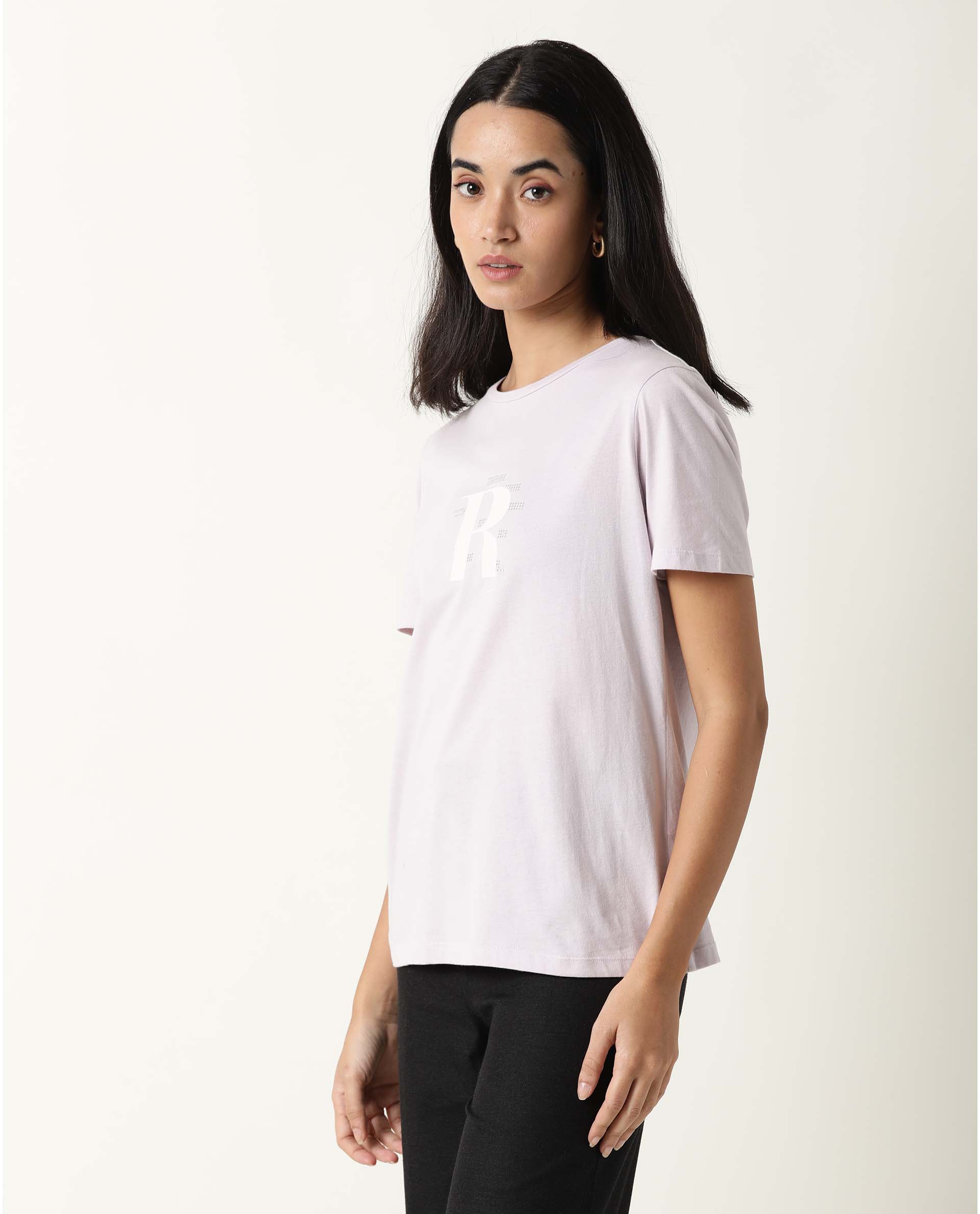 Rareism Women's Moes Purple Cotton Crew Neck Graphic Print Regular Fit T-Shirt - Image 3