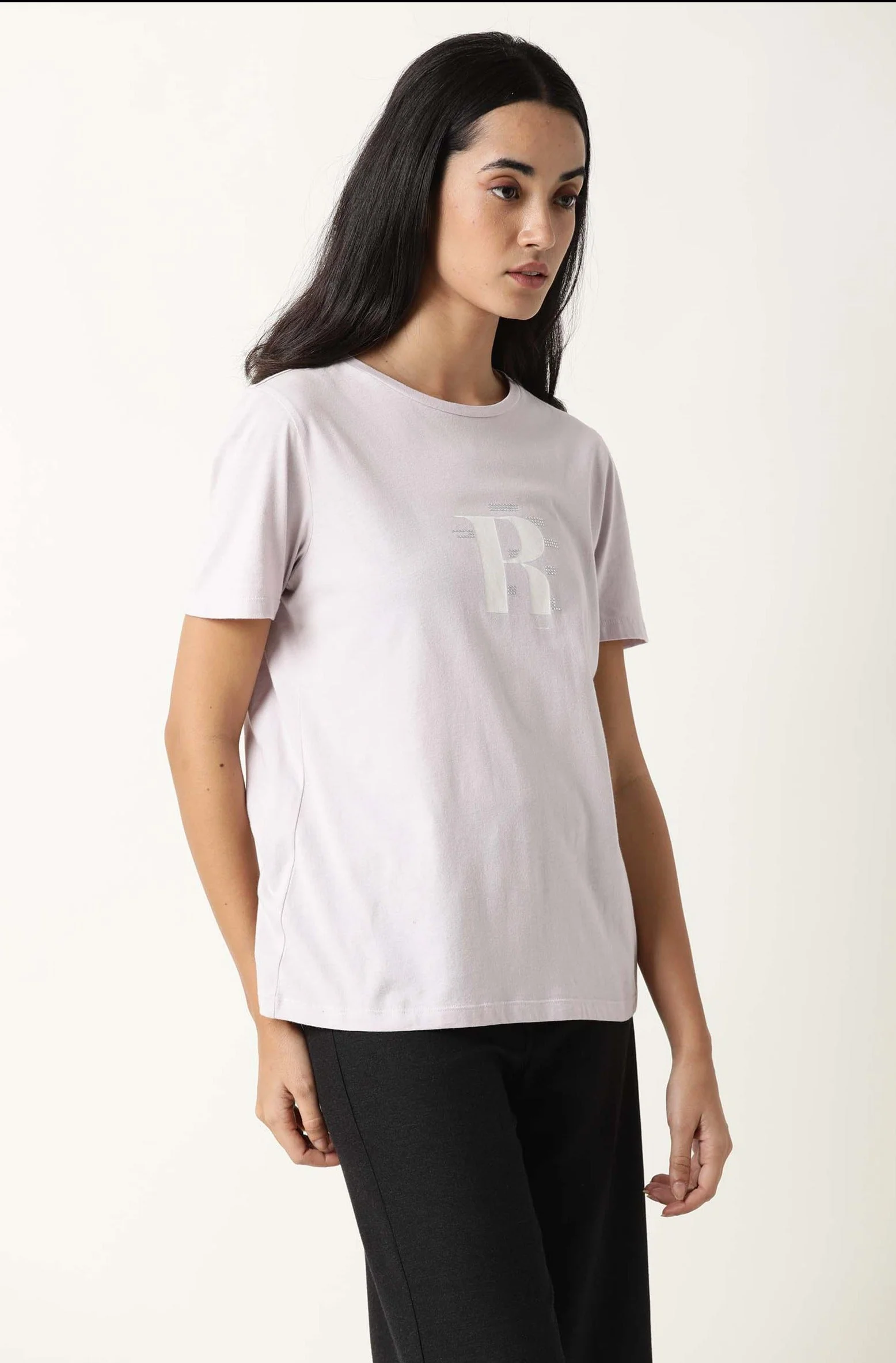 Rareism Women's Moes Purple Cotton Crew Neck Graphic Print Regular Fit T-Shirt - Image 5