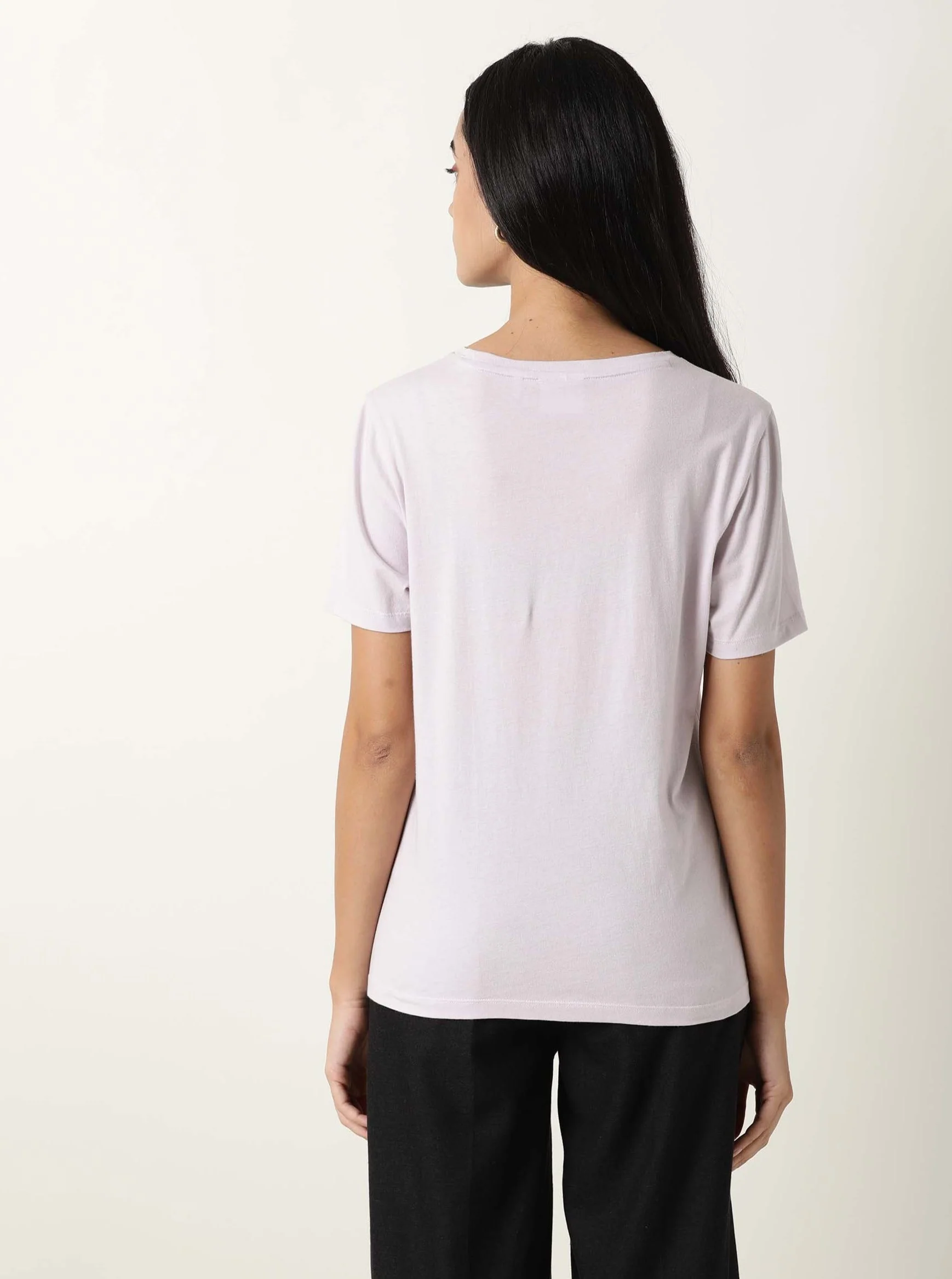 Rareism Women's Moes Purple Cotton Crew Neck Graphic Print Regular Fit T-Shirt - Image 6