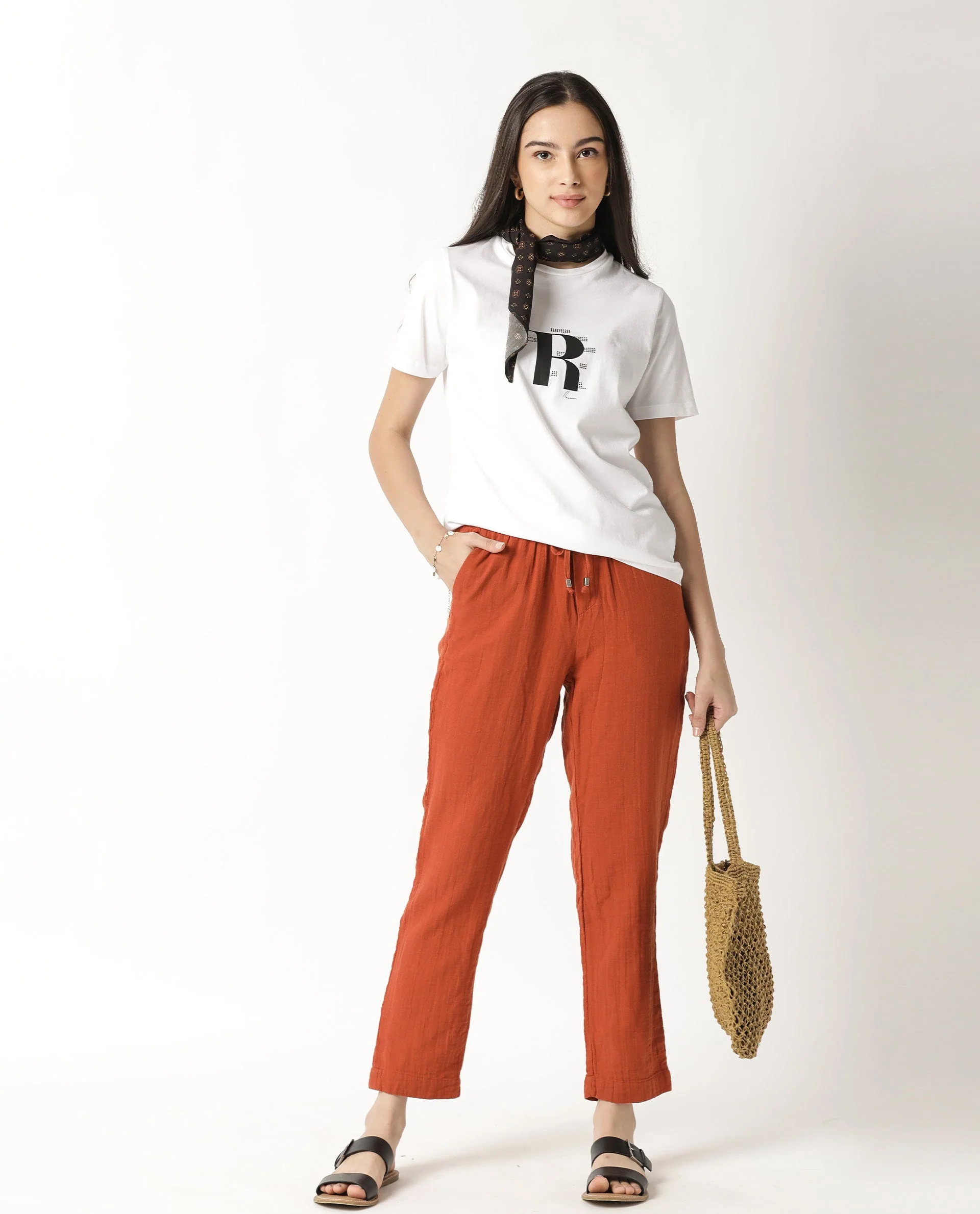 Rareism Women's Moes White Cotton Crew Neck Graphic Print Regular Fit T-Shirt - Image 4