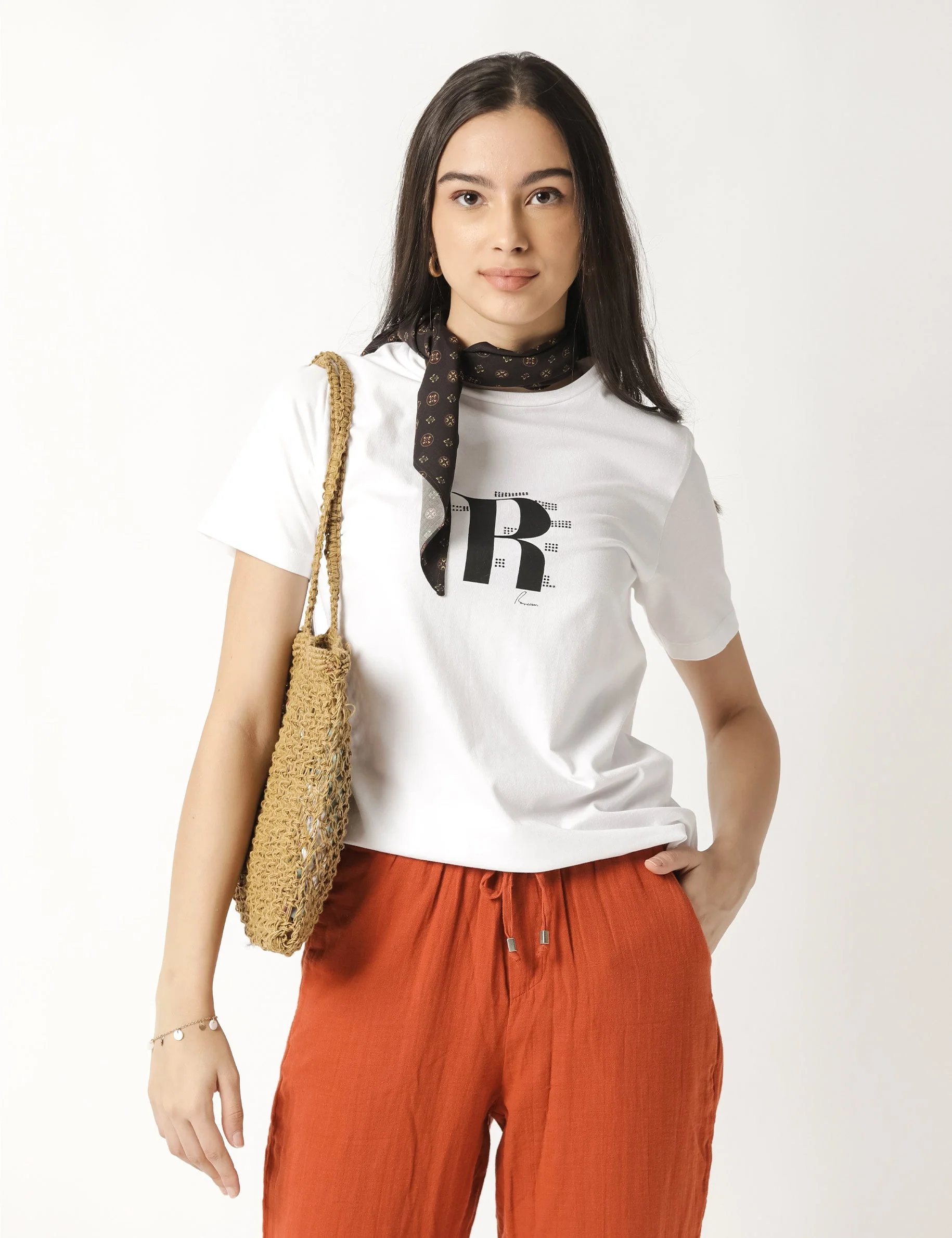 Rareism Women's Moes White Cotton Crew Neck Graphic Print Regular Fit T-Shirt - Image 5