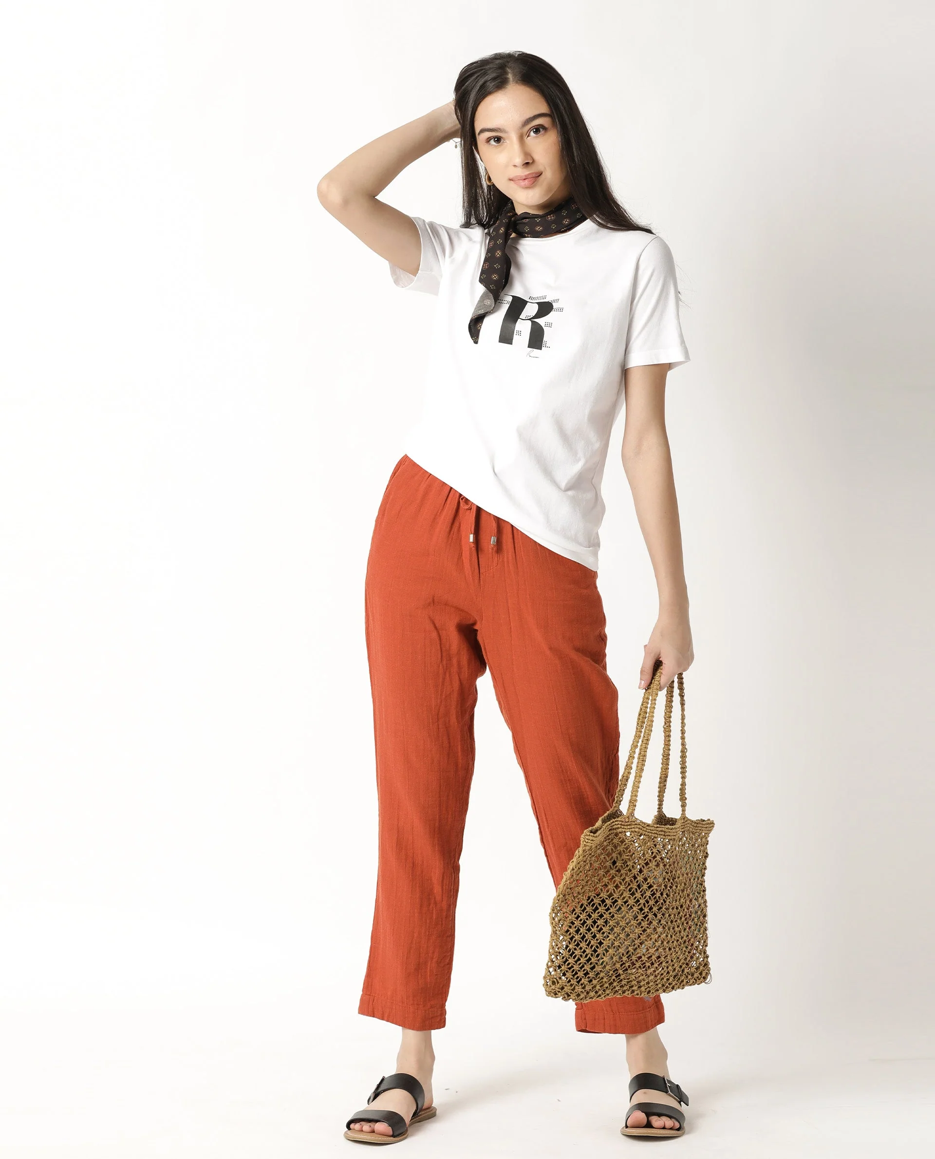 Rareism Women's Moes White Cotton Crew Neck Graphic Print Regular Fit T-Shirt - Image 7