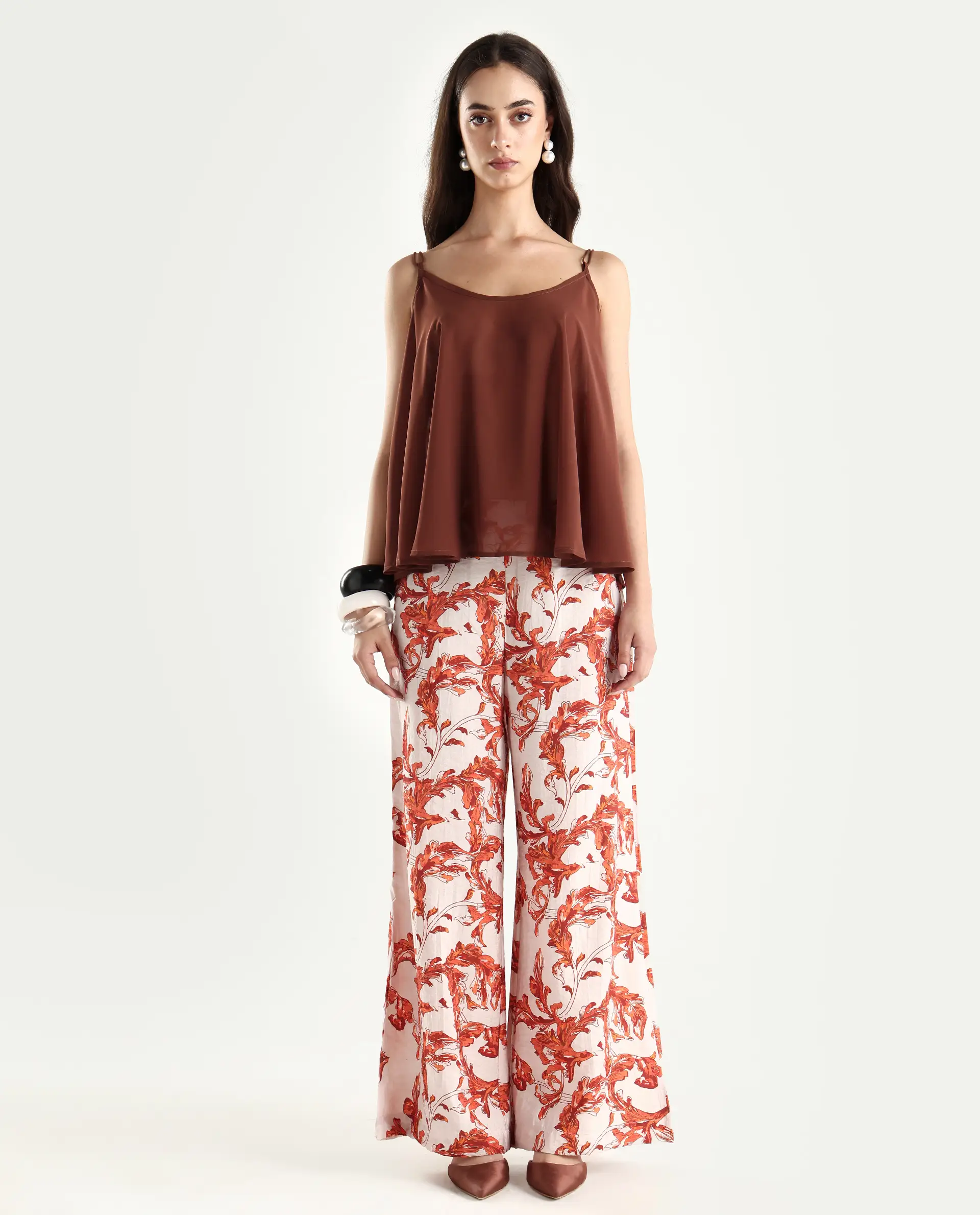 Rareism Women's Mogafu Multi Cotton Blend Abstract Print Ankle Length Flared Trouser - Image 3