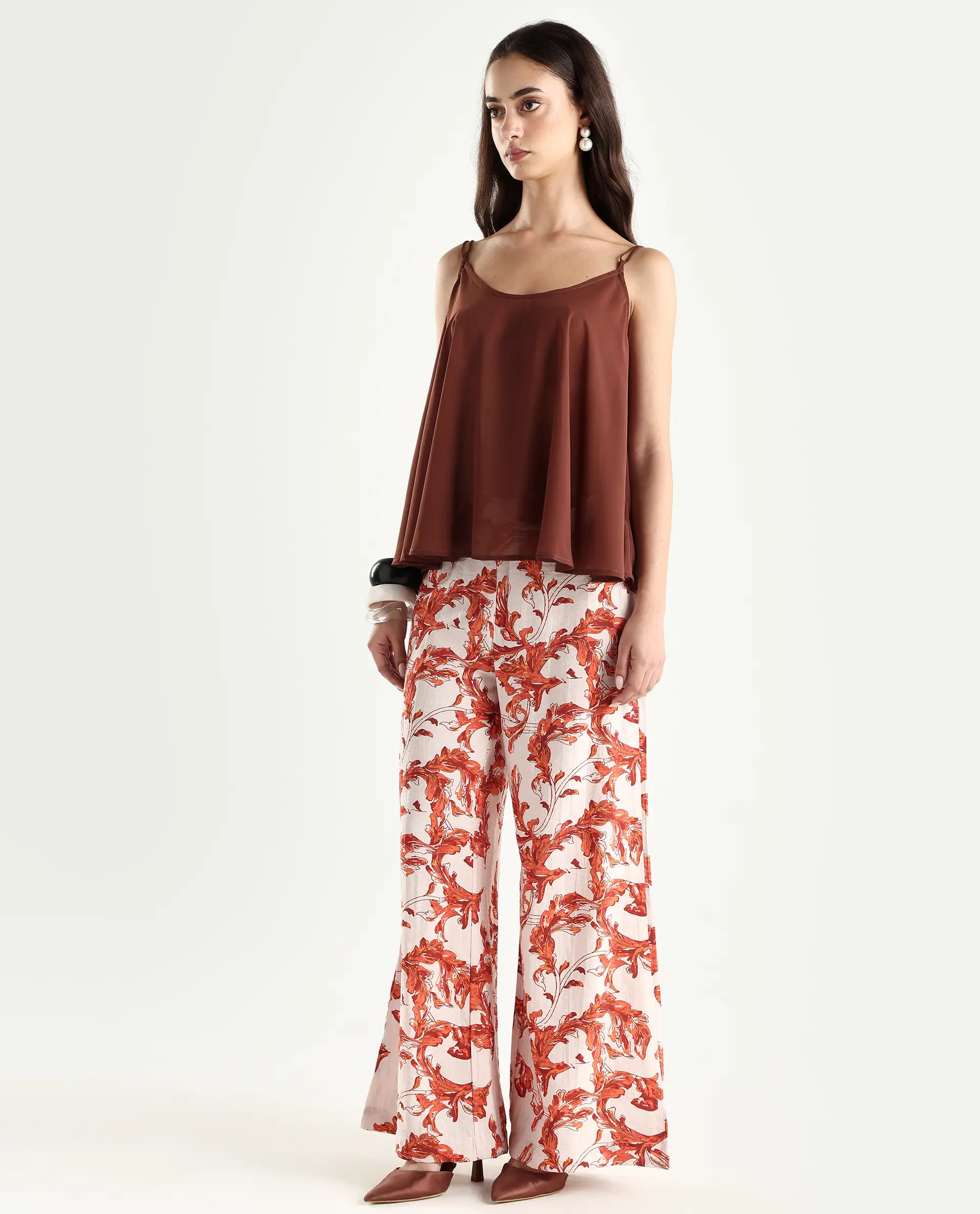 Rareism Women's Mogafu Multi Cotton Blend Abstract Print Ankle Length Flared Trouser - Image 5