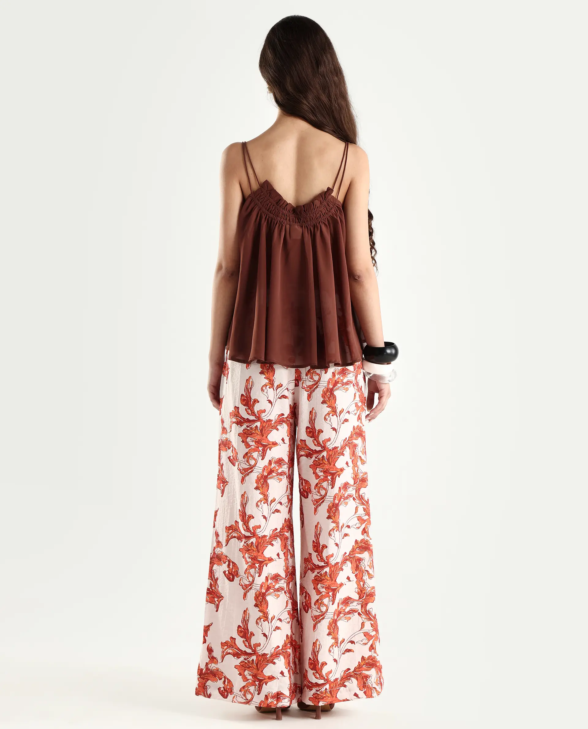 Rareism Women's Mogafu Multi Cotton Blend Abstract Print Ankle Length Flared Trouser - Image 7