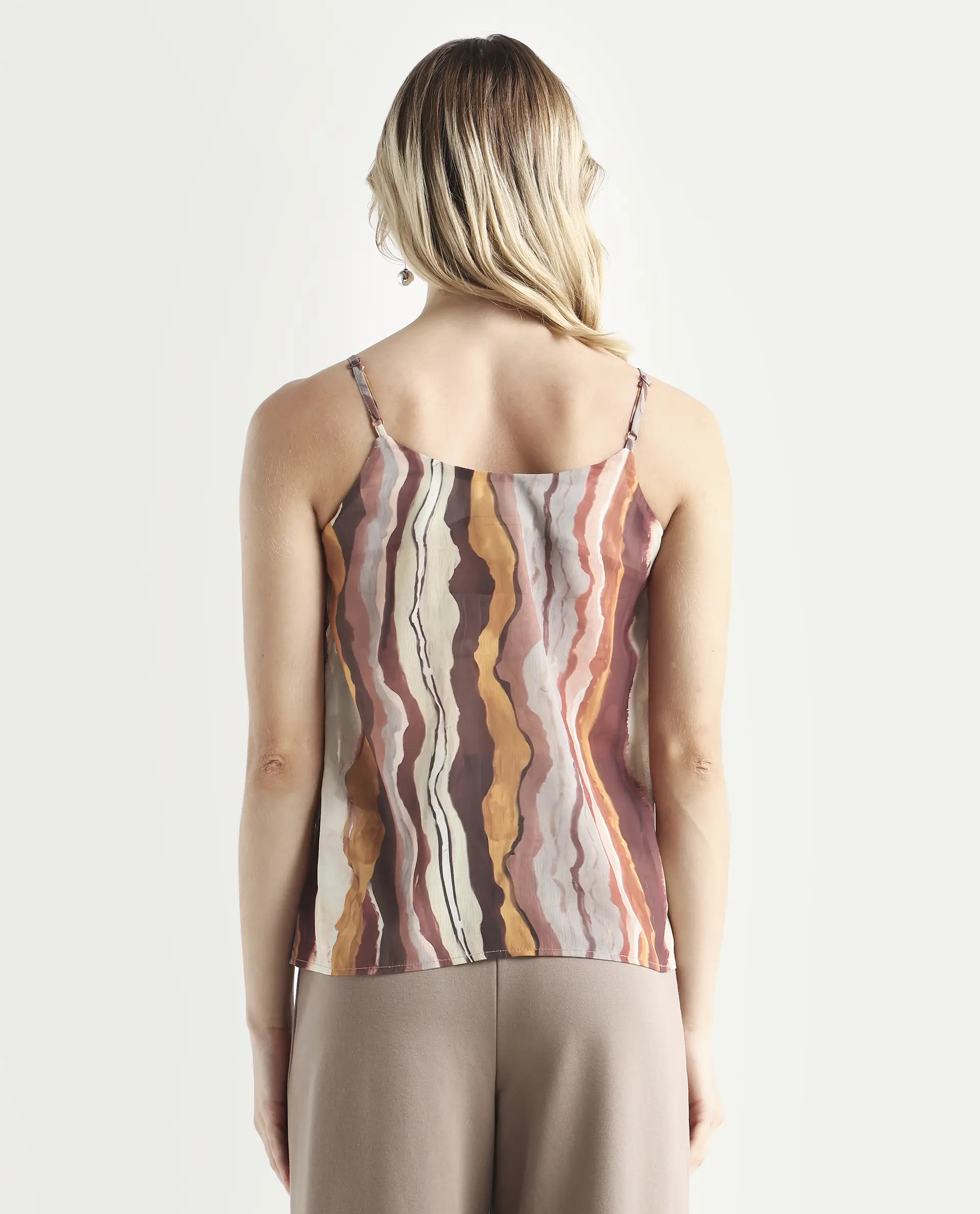 Rareism Women's Molp Multi Polyester V-Neck Abstract Print Sleeveless Regular Fit Top - Image 7