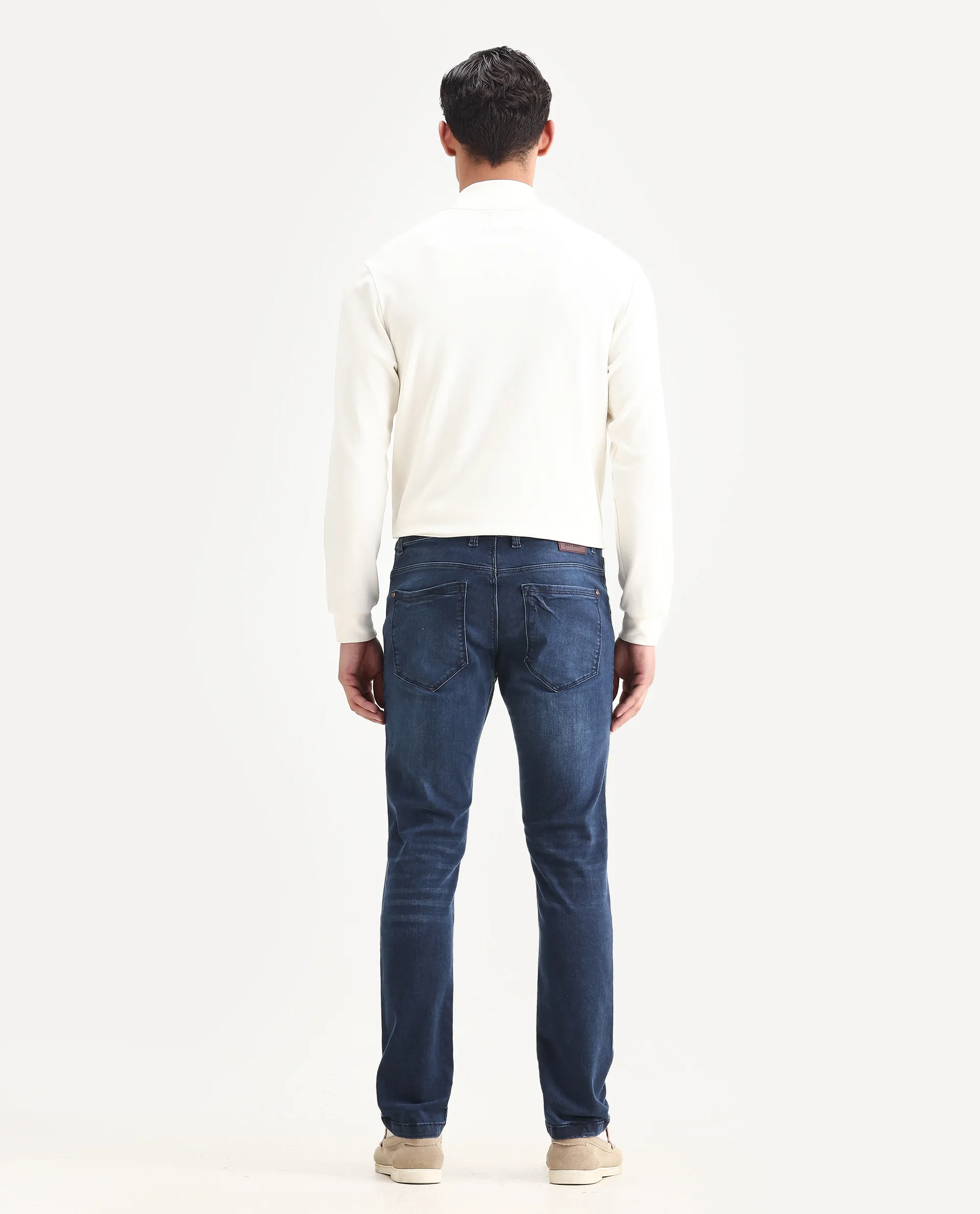 Rare Rabbit Men's Monaco Navy Cotton Plain Hawk Slim Fit Jeans - Image 8