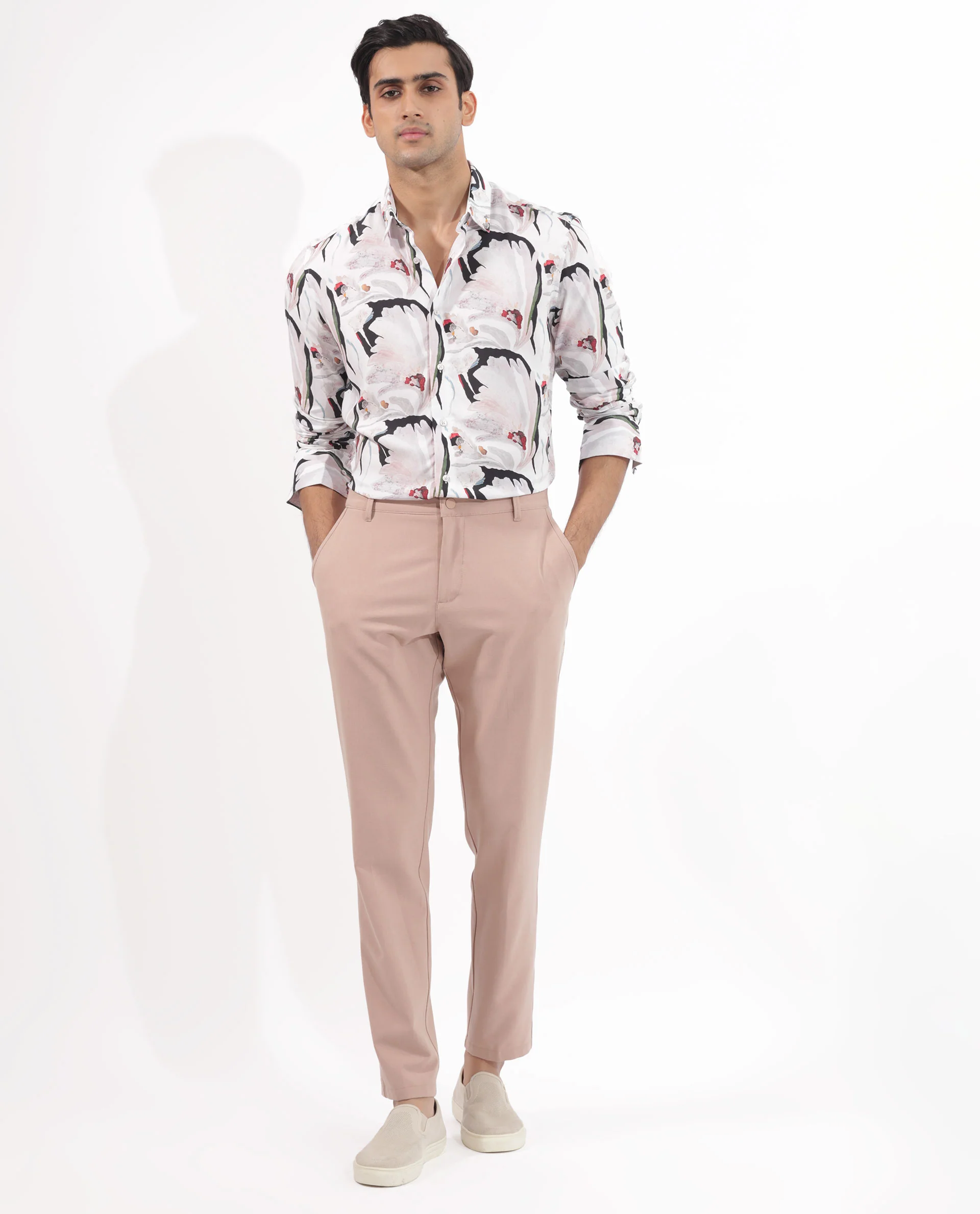 Rare Rabbit Men's Monch White Viscose Floral Print Regular Fit Full Sleeve Collared Shirt - Image 3