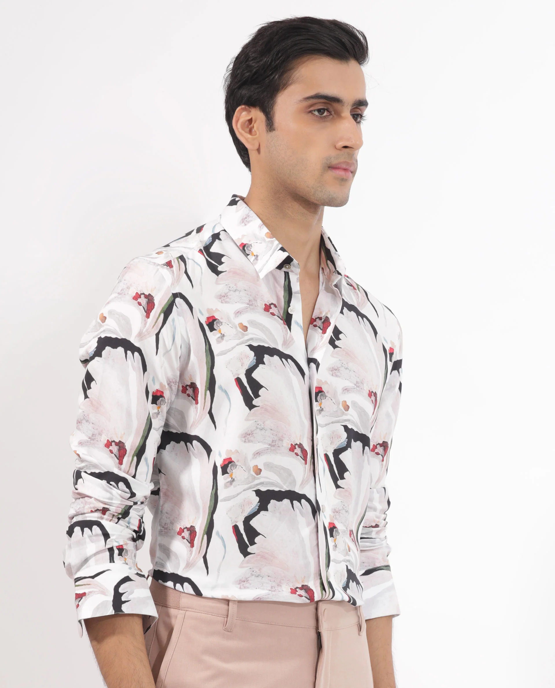 Rare Rabbit Men's Monch White Viscose Floral Print Regular Fit Full Sleeve Collared Shirt - Image 6