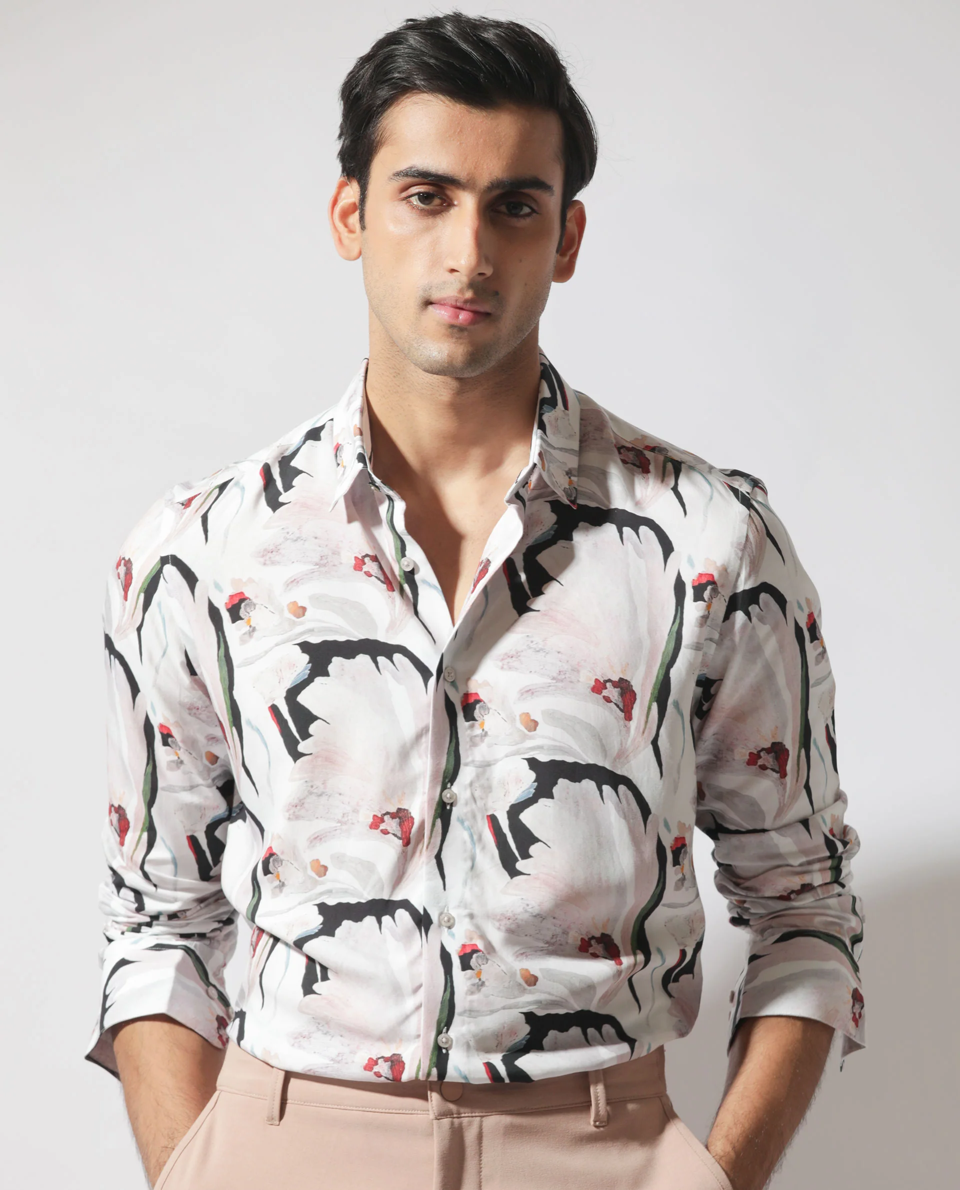 Rare Rabbit Men's Monch White Viscose Floral Print Regular Fit Full Sleeve Collared Shirt - Image 7