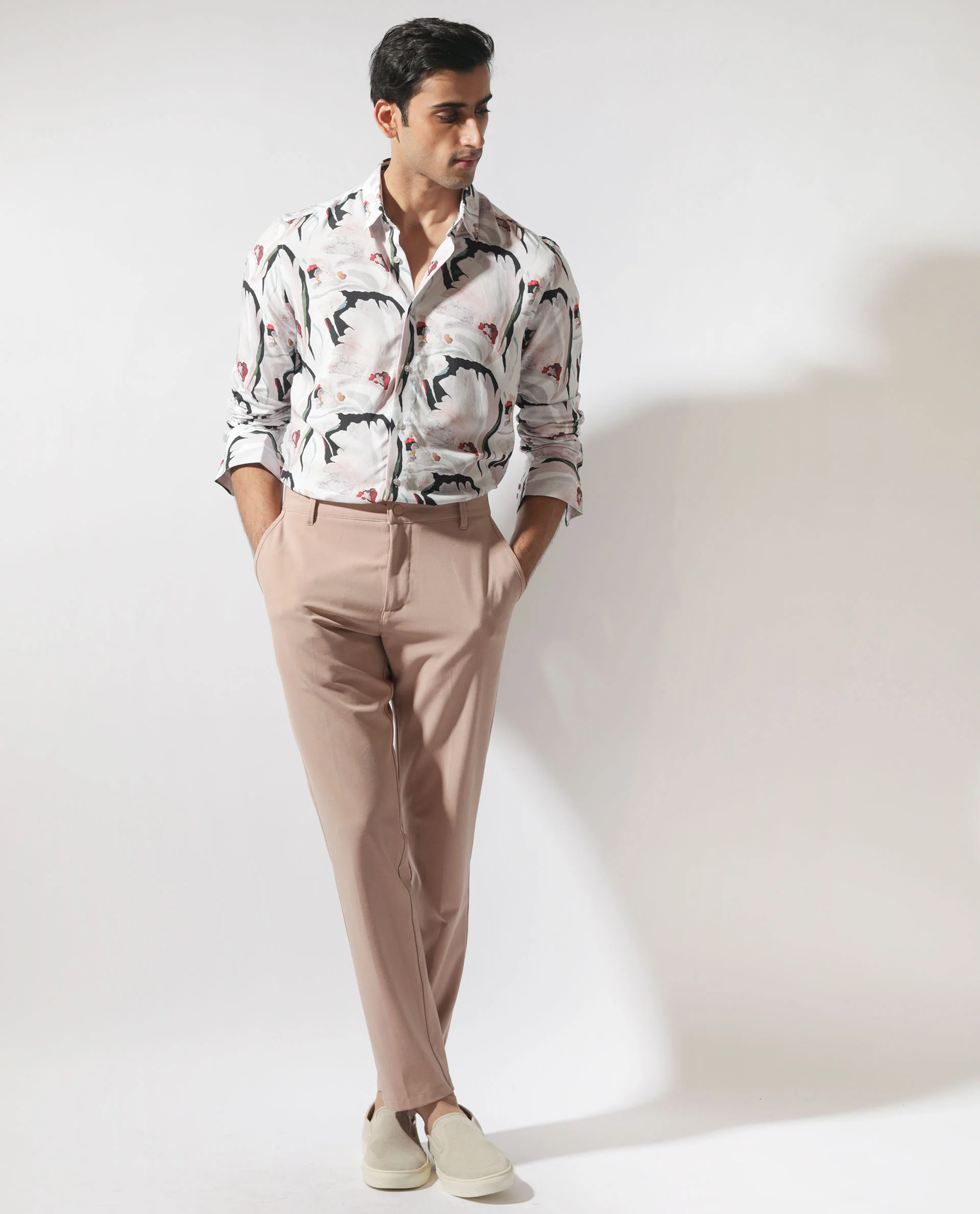 Rare Rabbit Men's Monch White Viscose Floral Print Regular Fit Full Sleeve Collared Shirt - Image 8
