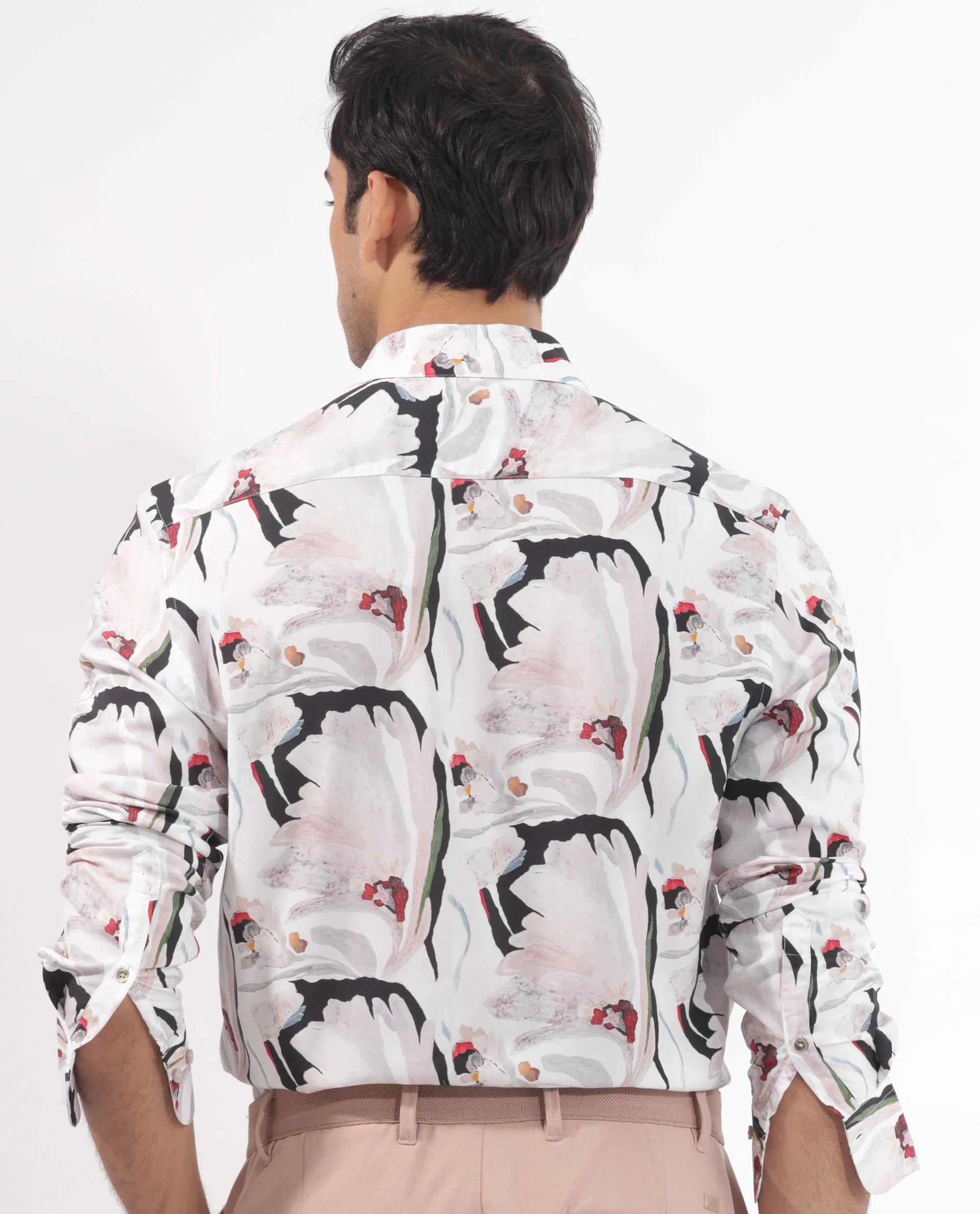 Rare Rabbit Men's Monch White Viscose Floral Print Regular Fit Full Sleeve Collared Shirt - Image 9