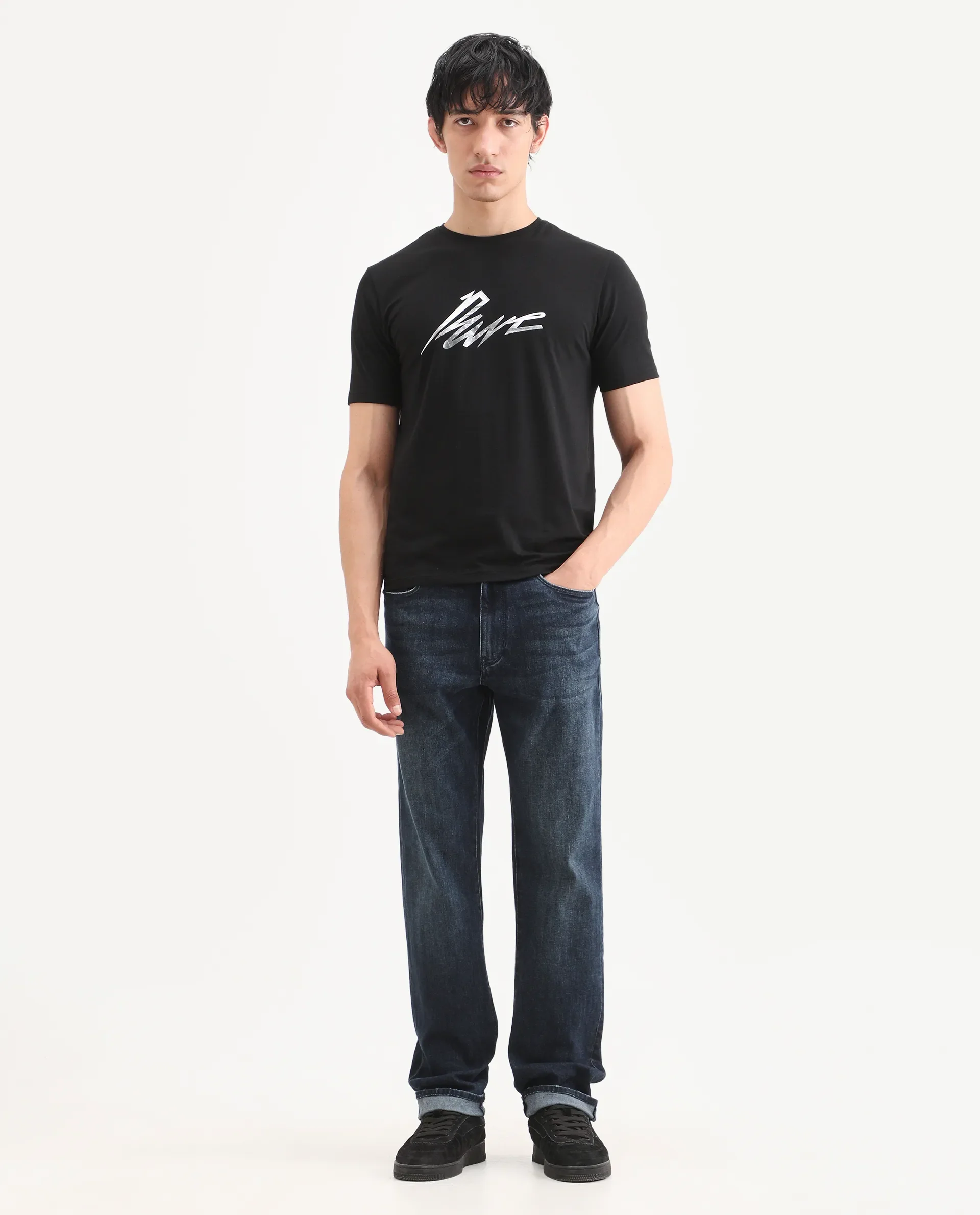 Rare Rabbit Men's Mond Dark Blue Cotton Blend Fabric Morris Regular Fit Plain Jeans - Image 2