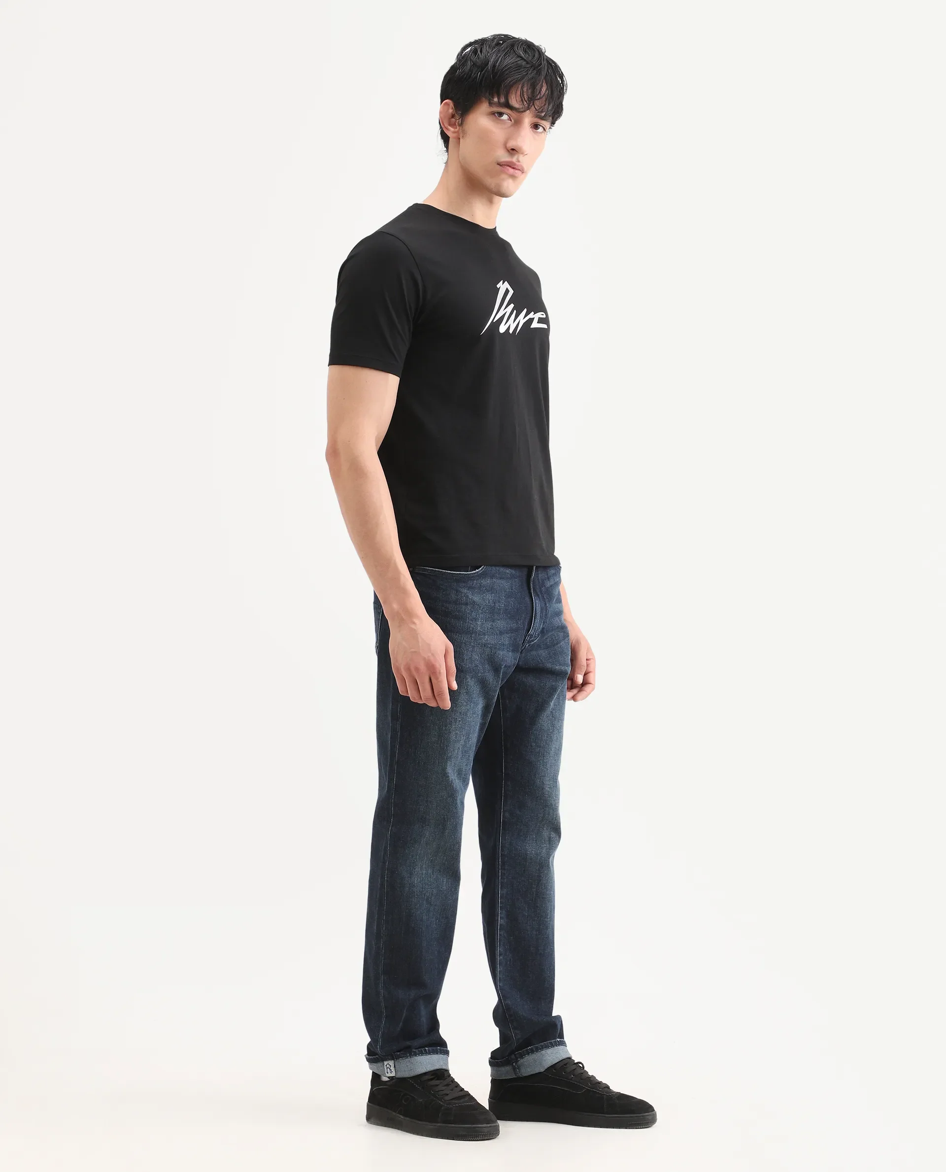 Rare Rabbit Men's Mond Dark Blue Cotton Blend Fabric Morris Regular Fit Plain Jeans - Image 8
