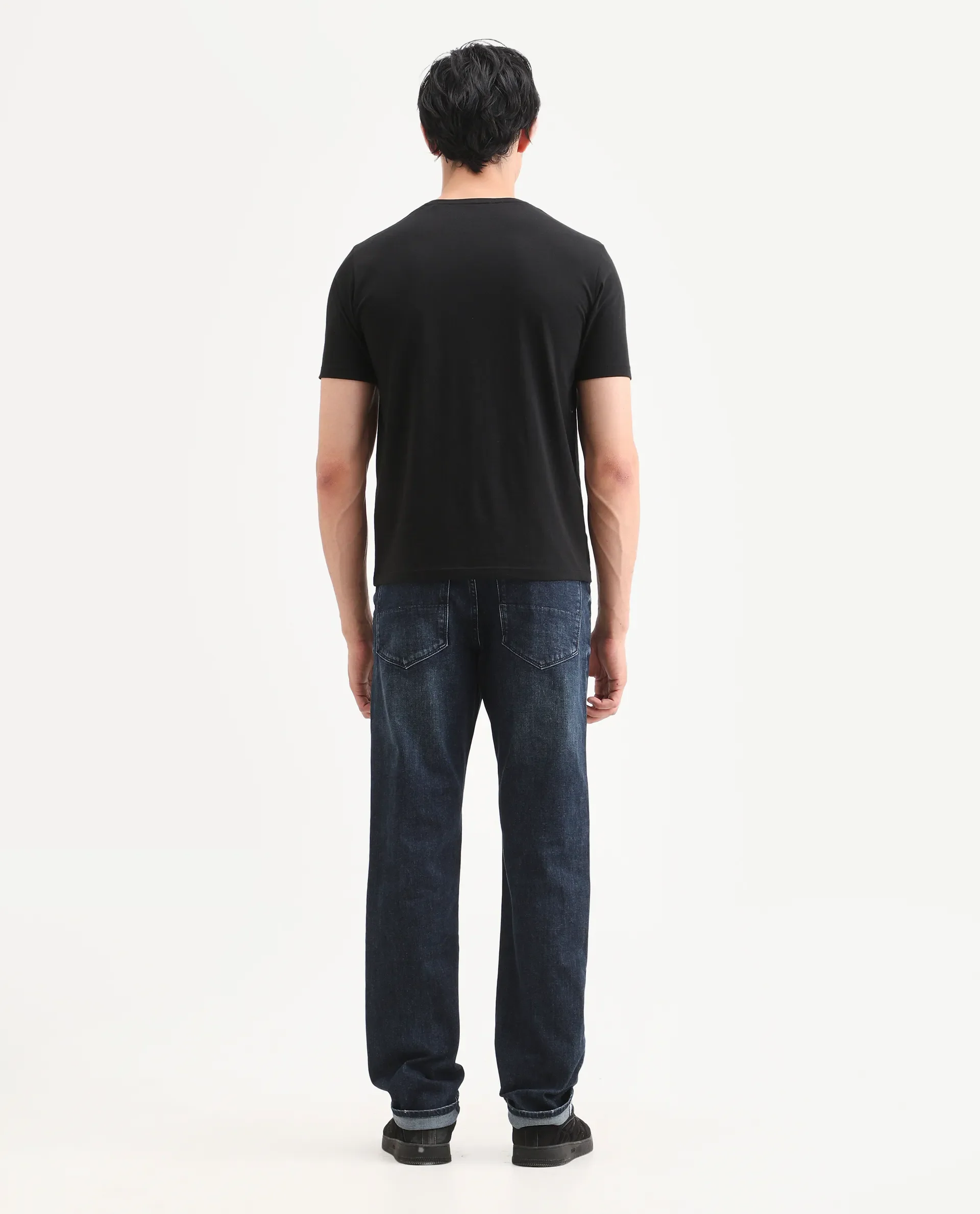 Rare Rabbit Men's Mond Dark Blue Cotton Blend Fabric Morris Regular Fit Plain Jeans - Image 9