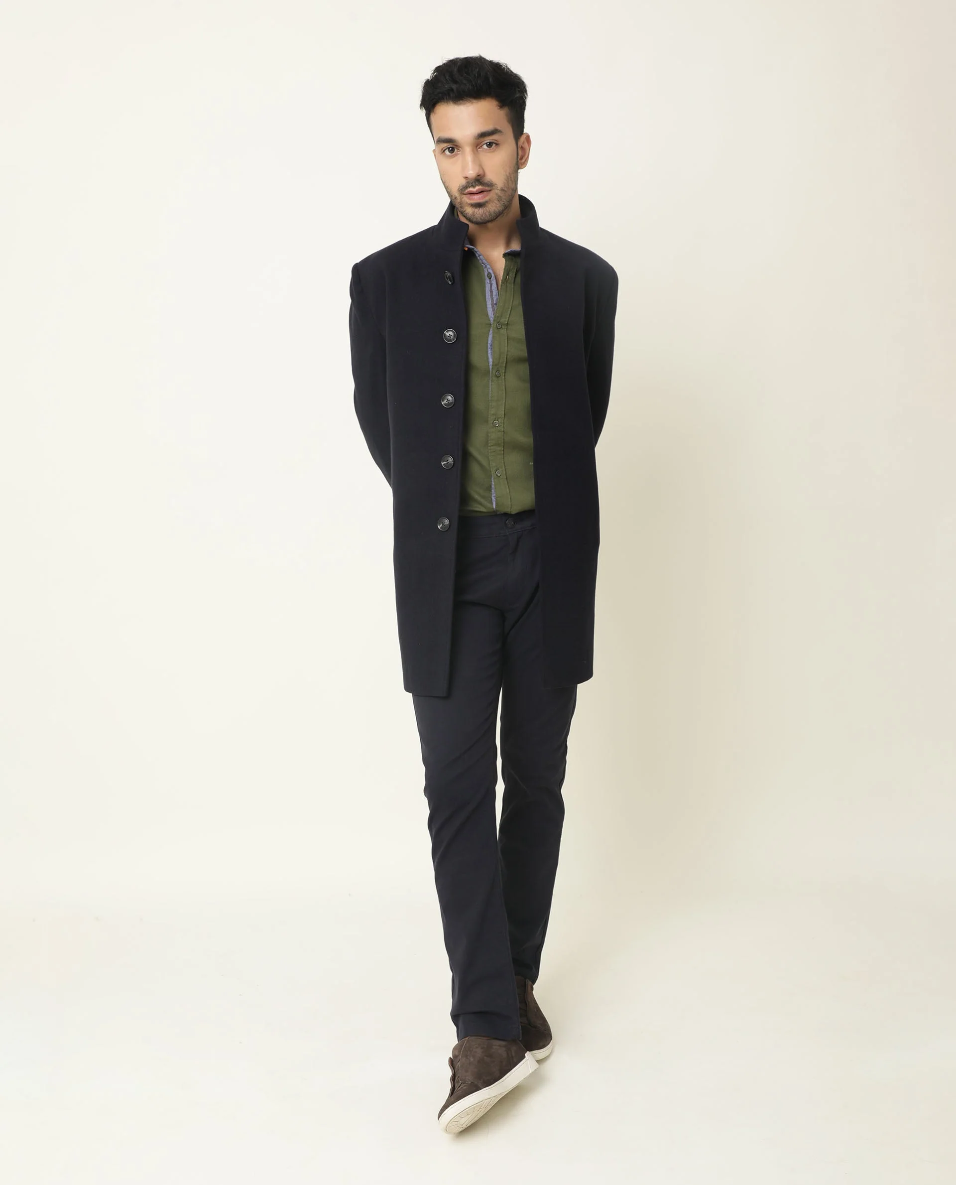 Rare Rabbit Men's Mond Green Cotton Plain Regular Fit Full Sleeve Spread Collar Shirt - Image 3