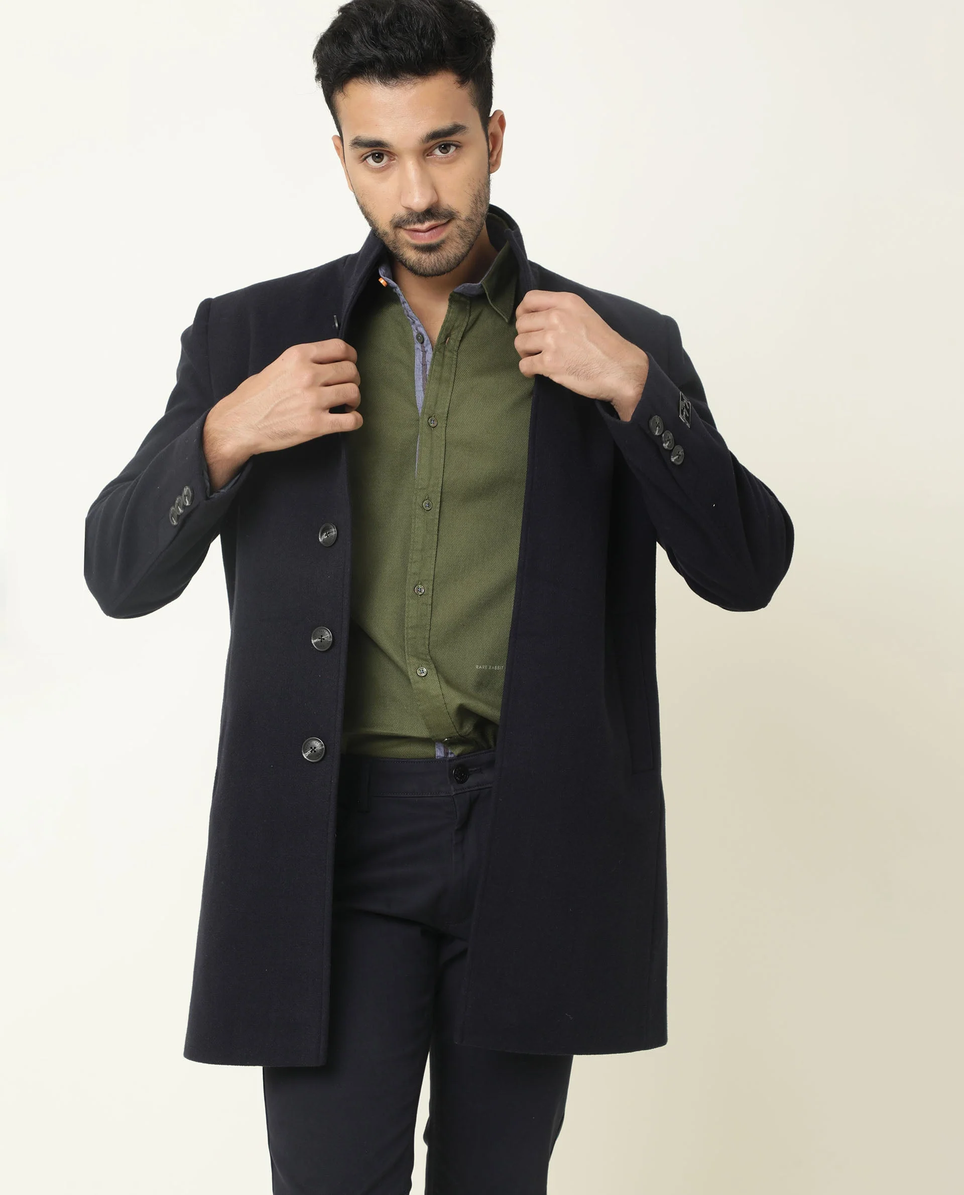 Rare Rabbit Men's Mond Green Cotton Plain Regular Fit Full Sleeve Spread Collar Shirt - Image 4