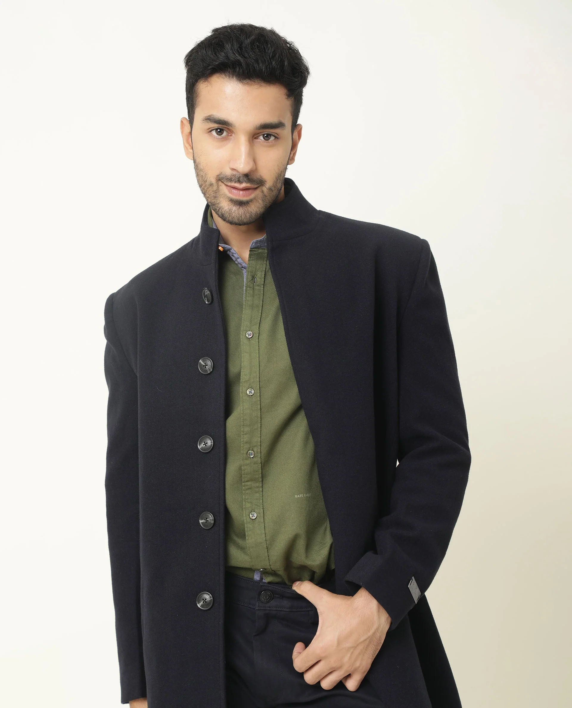 Rare Rabbit Men's Mond Green Cotton Plain Regular Fit Full Sleeve Spread Collar Shirt - Image 5