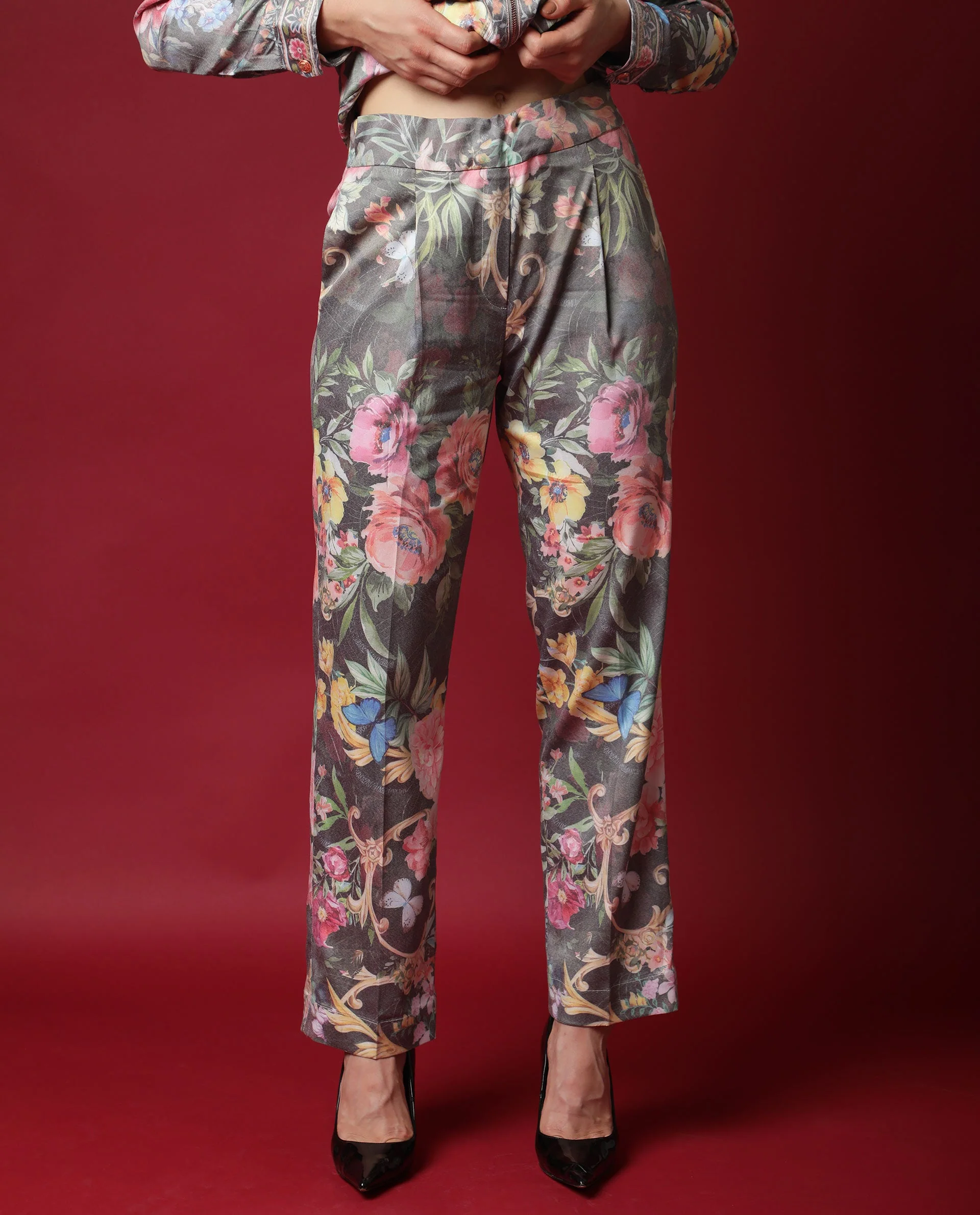 Rareism Women's Montebello Multi Polyester Blend Floral Print Ankle Length Tailored Trouser - Image 4