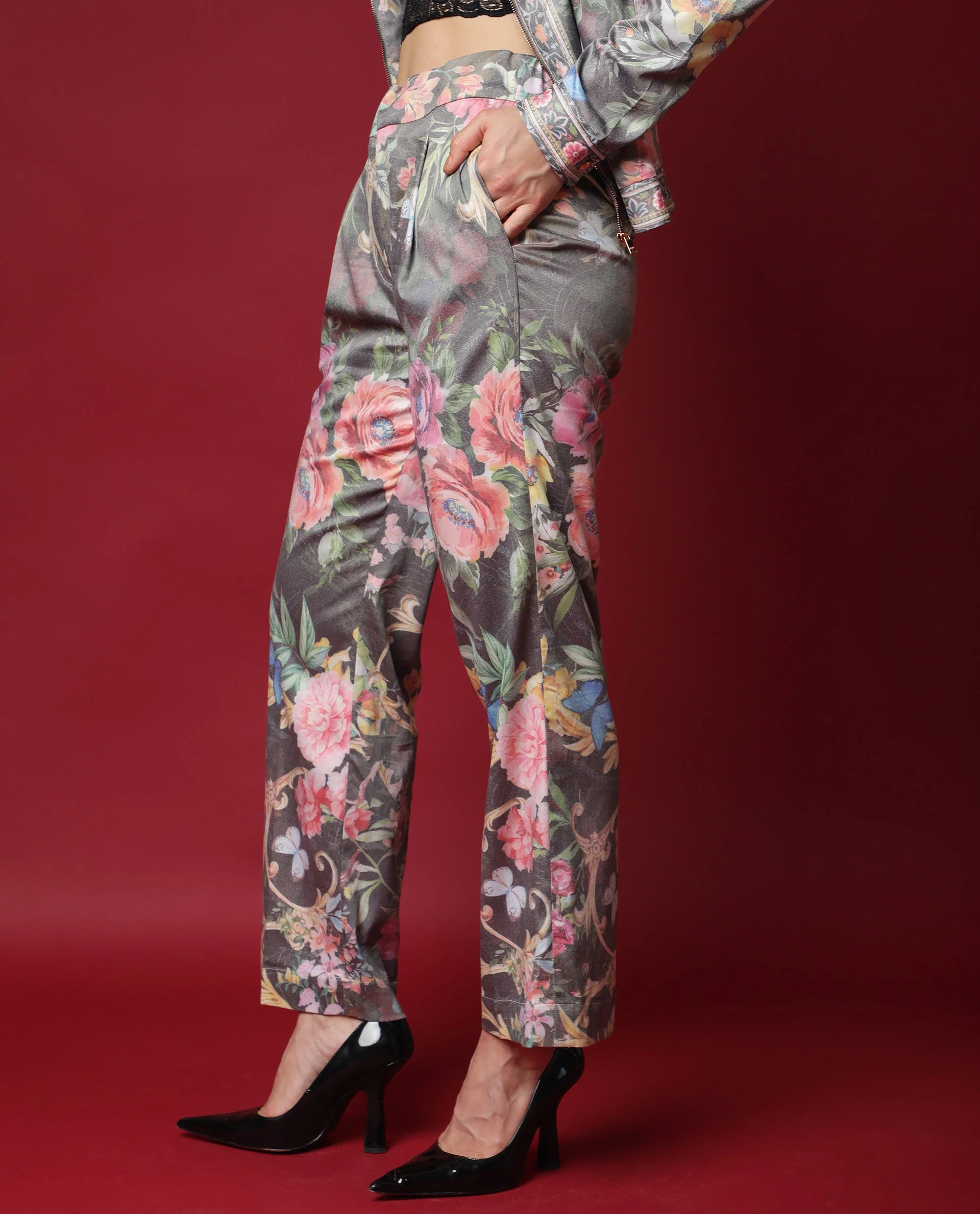 Rareism Women's Montebello Multi Polyester Blend Floral Print Ankle Length Tailored Trouser - Image 6