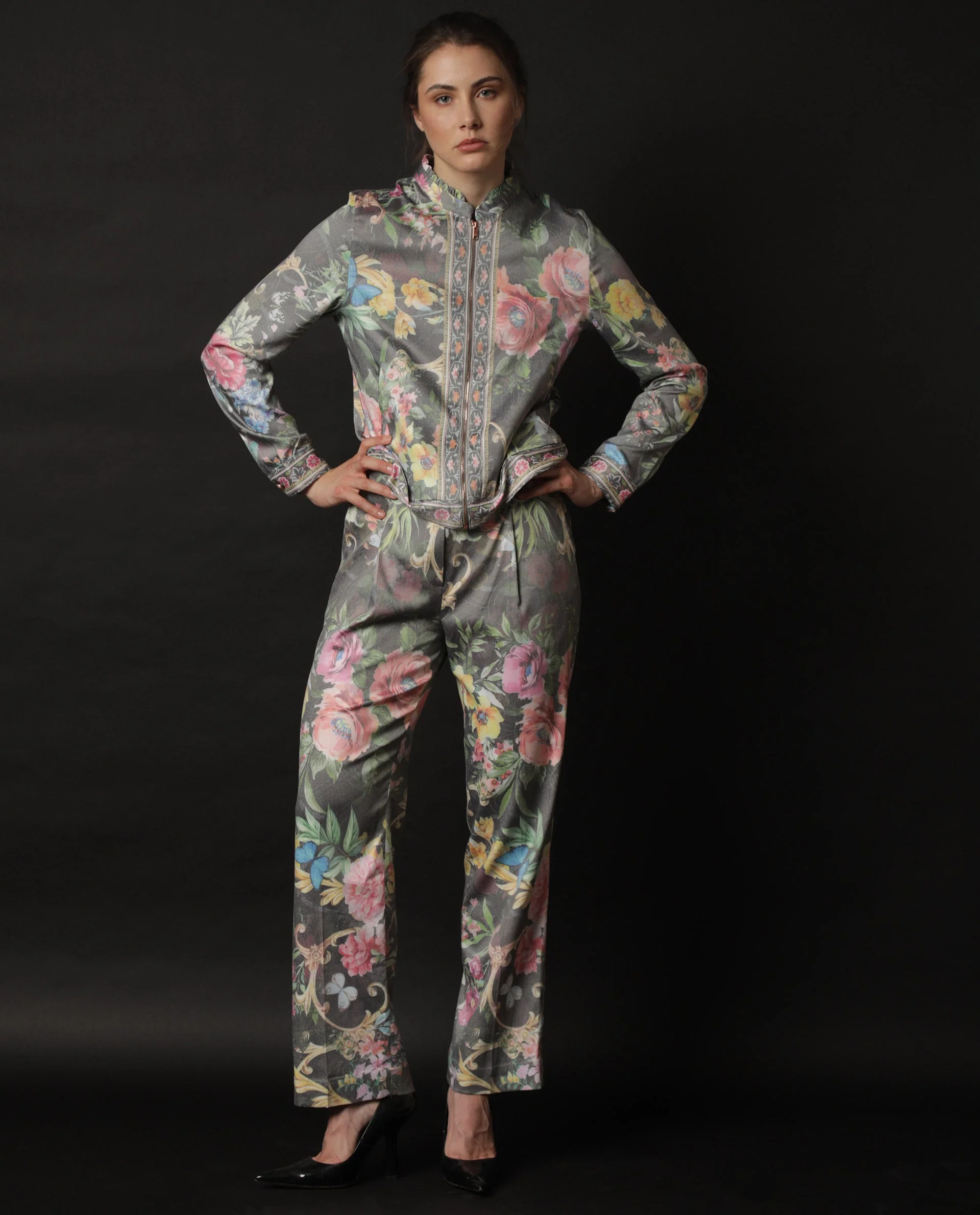 Rareism Women's Montebello Multi Polyester Blend Floral Print Ankle Length Tailored Trouser - Image 9