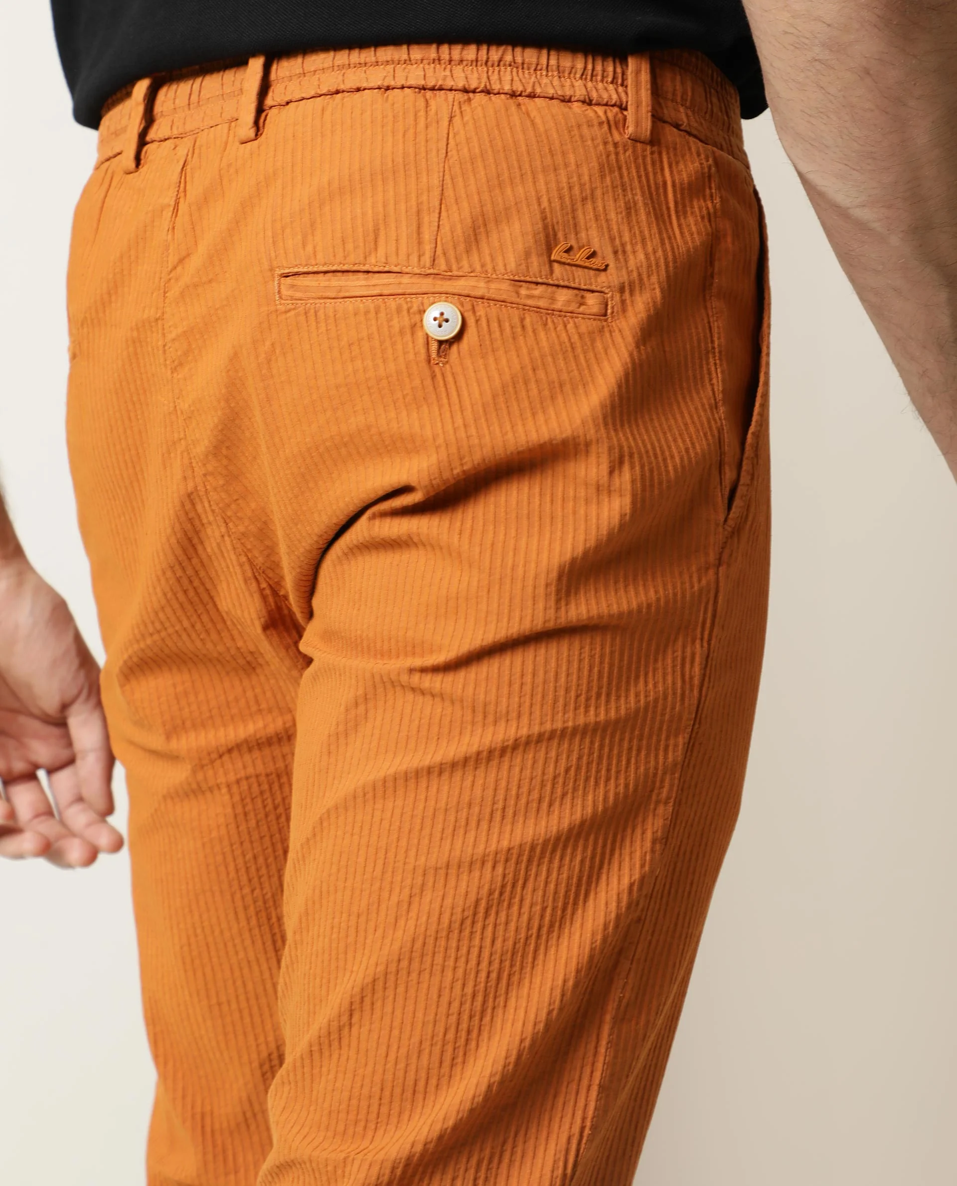 Rare Rabbit Men's Monter Orange Cotton Striped Print Regular Fit Trouser - Image 3