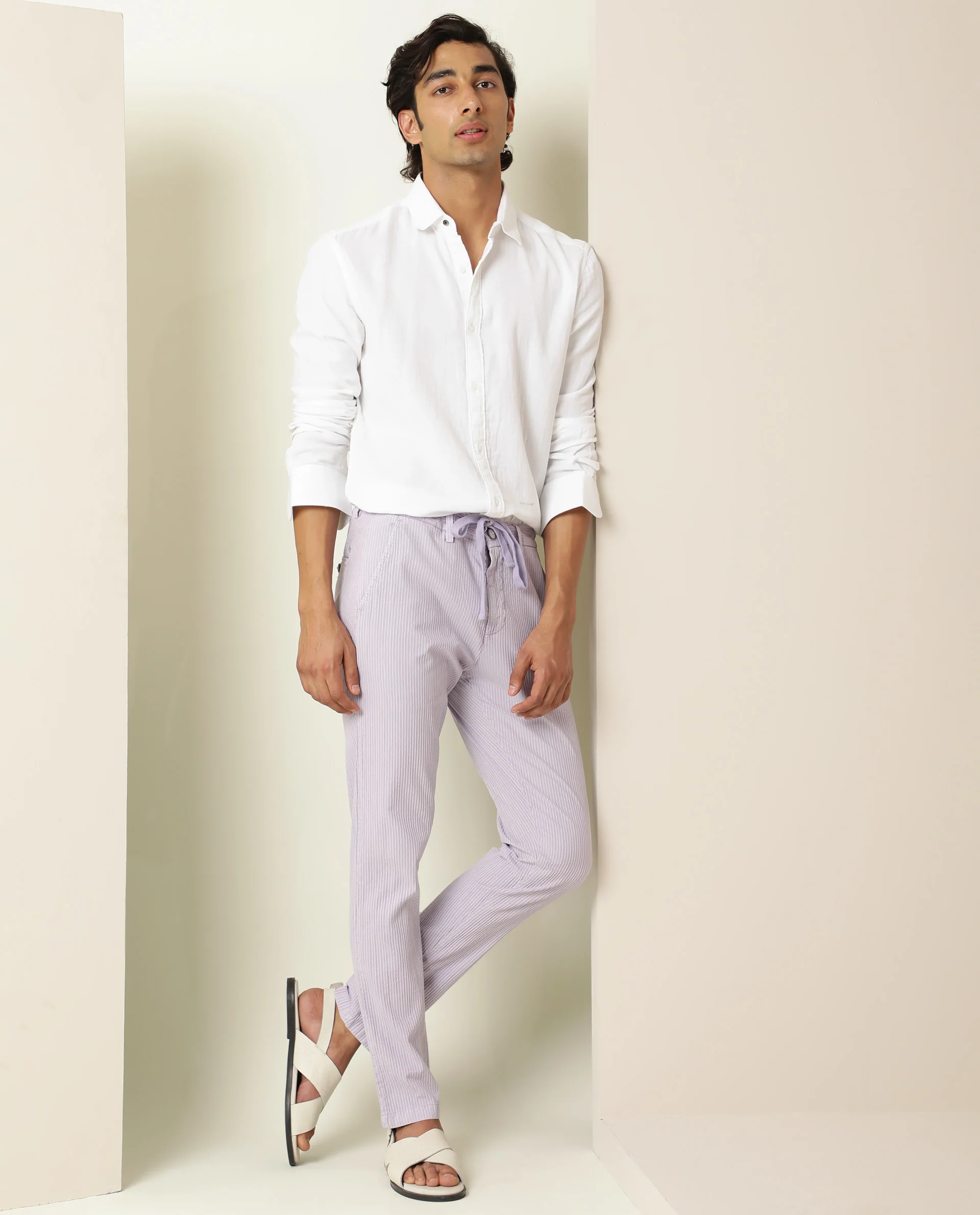 Rare Rabbit Men's Monter- Pink Cotton Striped Print Regular Fit Trouser - Image 2