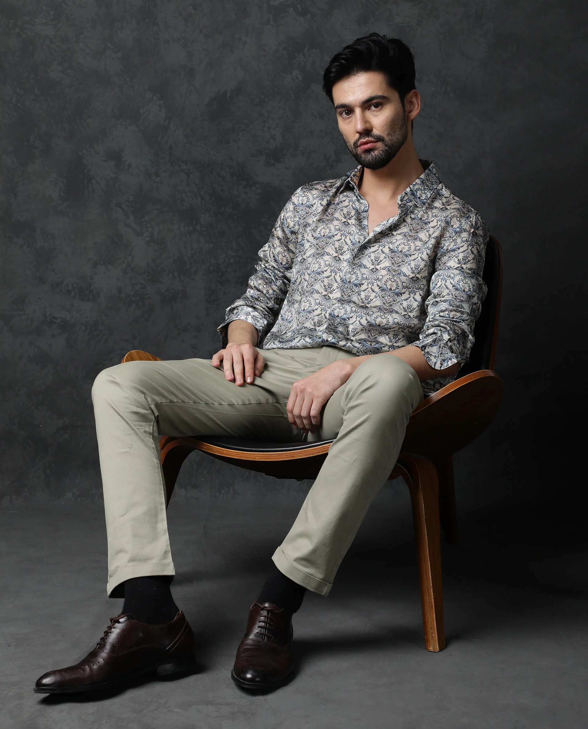 Rare Rabbit Men's Montor Beige Cotton Floral Print Regular Fit Full Sleeve Collared Shirt - Image 10