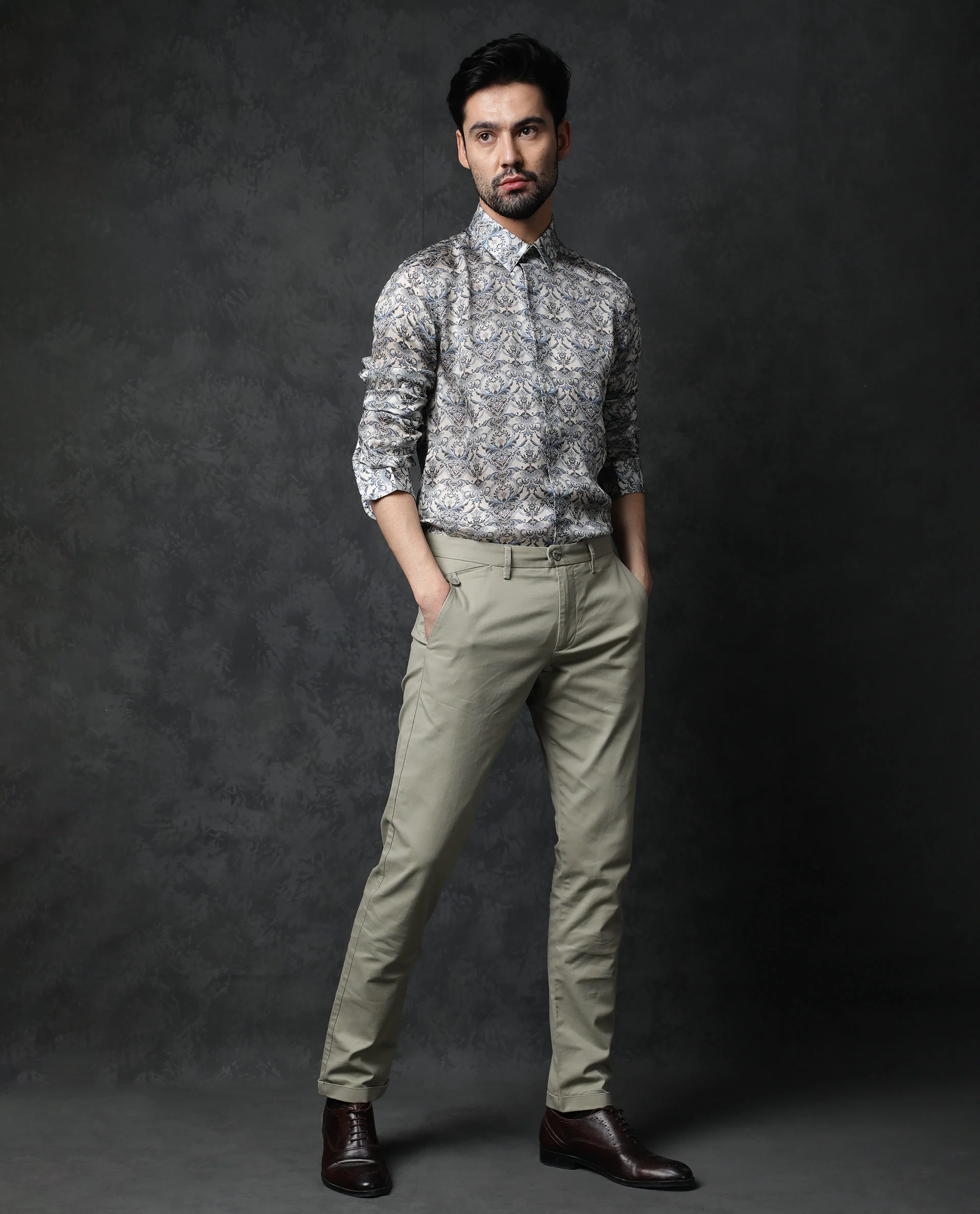 Rare Rabbit Men's Montor Beige Cotton Floral Print Regular Fit Full Sleeve Collared Shirt - Image 12