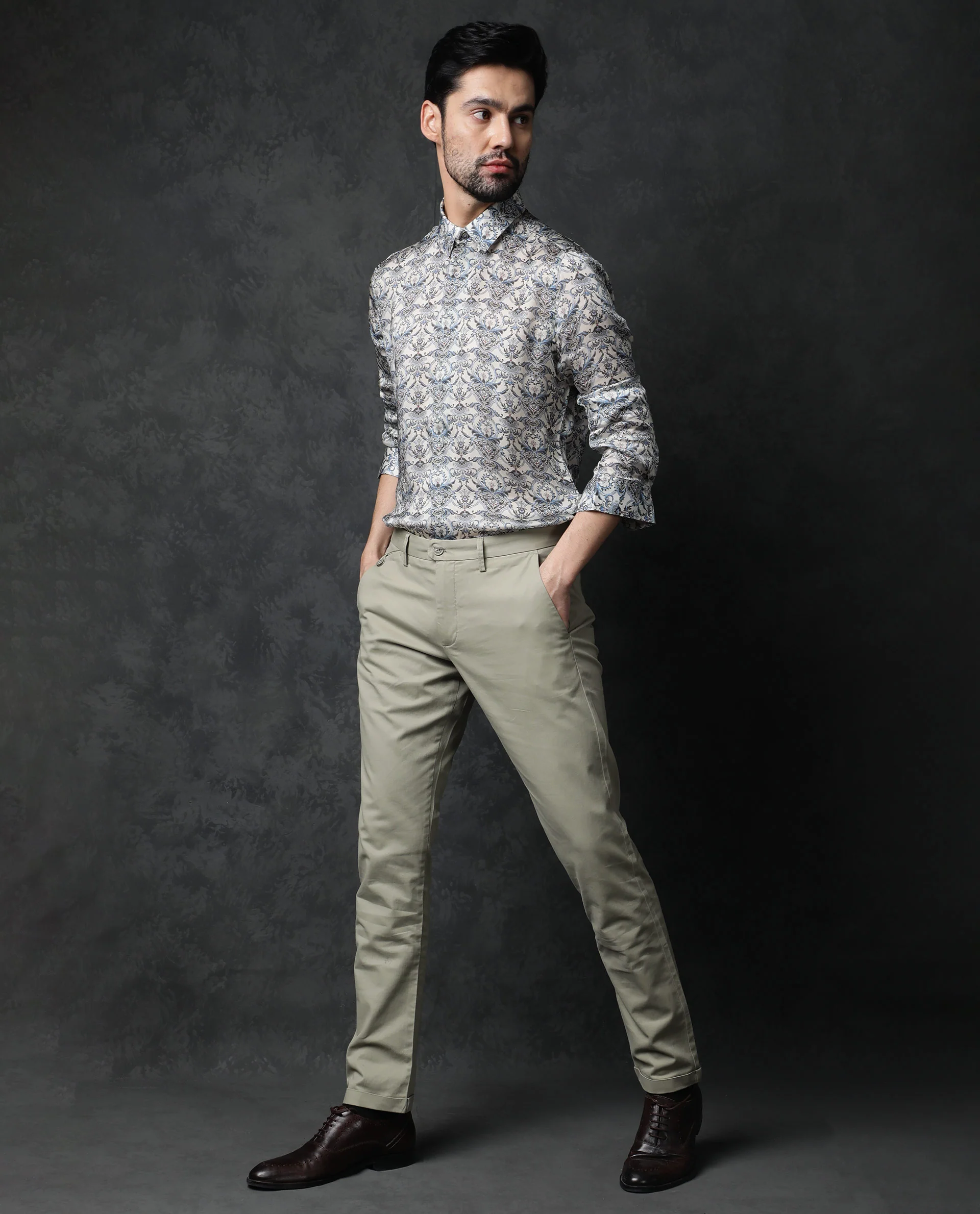 Rare Rabbit Men's Montor Beige Cotton Floral Print Regular Fit Full Sleeve Collared Shirt - Image 15